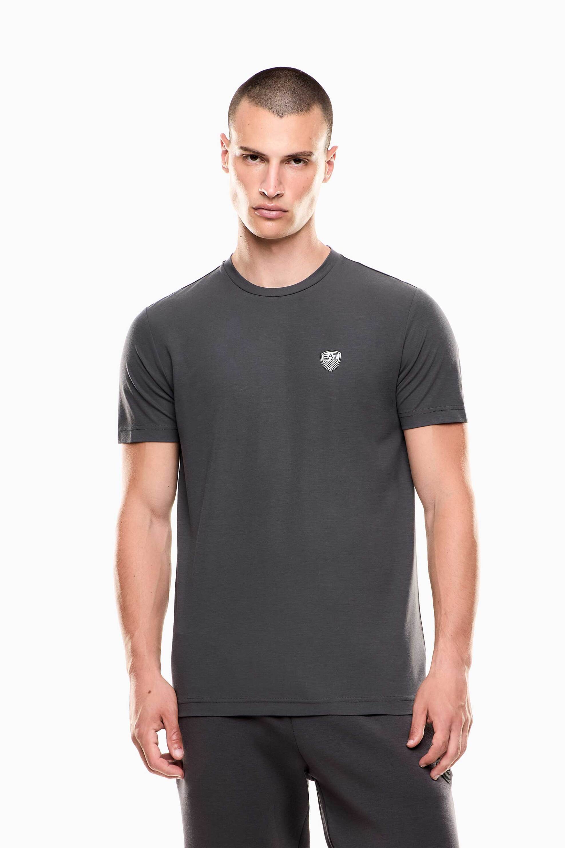EA7 ανδρικό T-shirt με logo patch Slim Fit - 8NPT16PJRGZ Ανθρακί