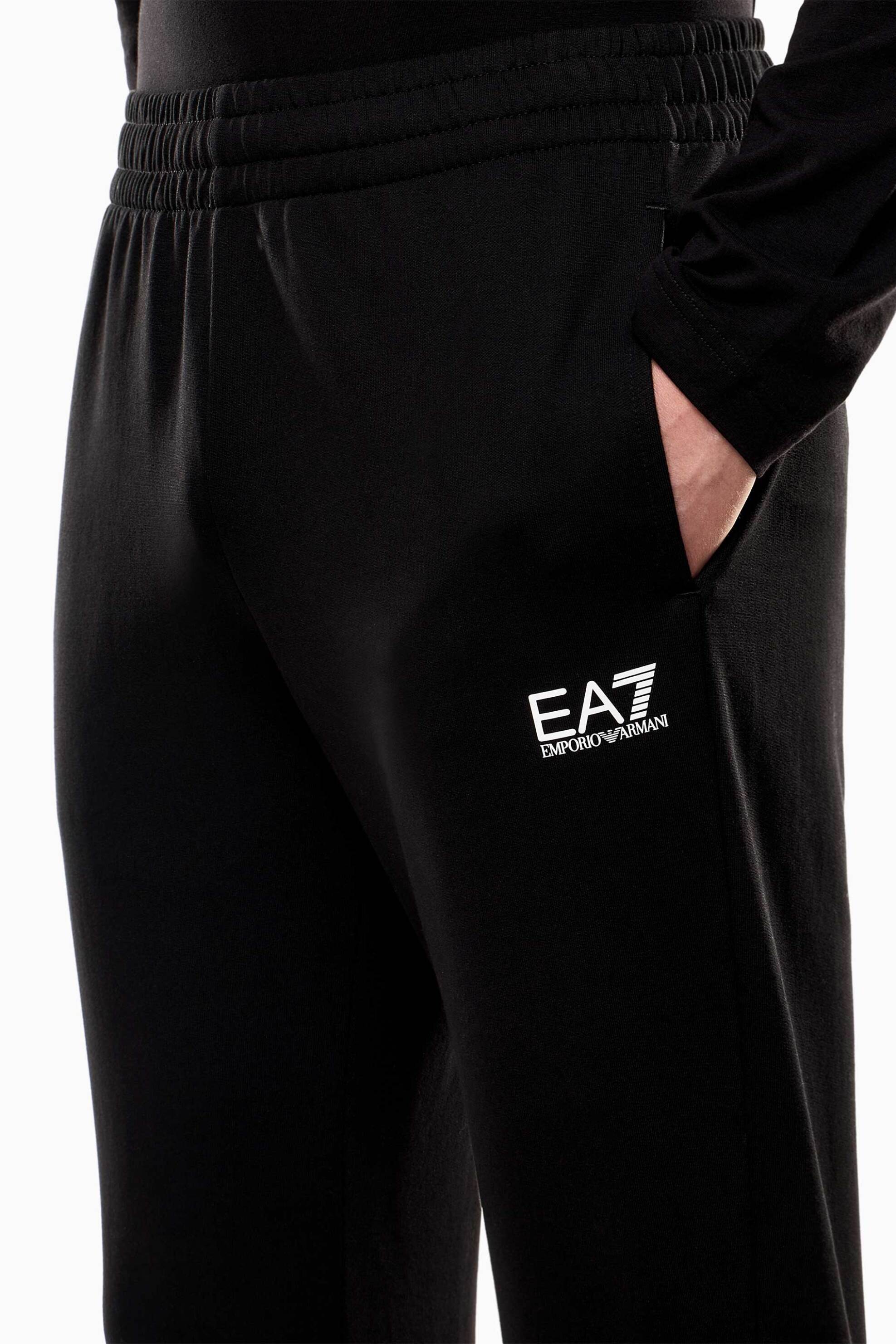 EA7 ανδρικό παντελόνι φόρμας με λογότυπο Slim Fit - 8NPP66PJVRZ Μαύρο φωτογραφία