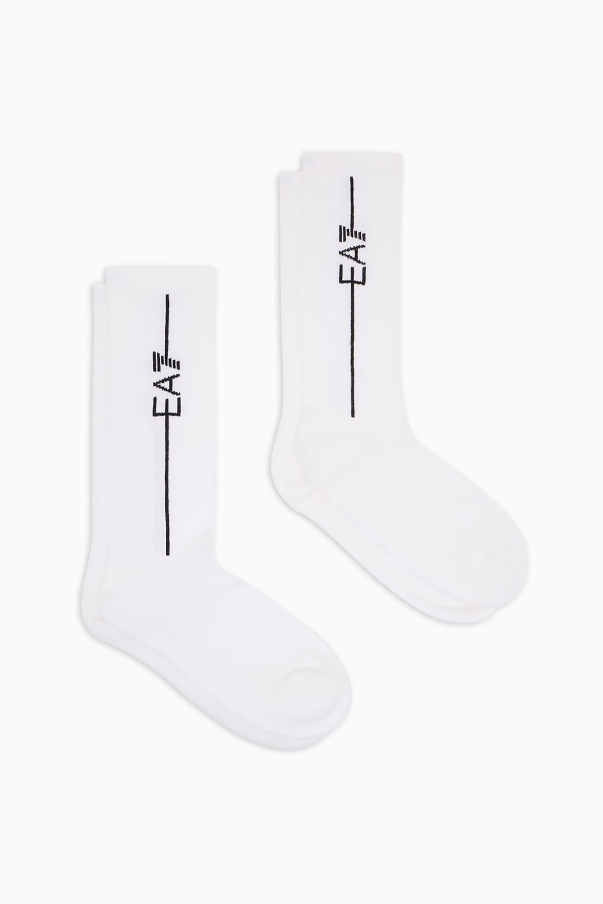 EA7 σετ ανδρικές μακριές κάλτσες ribbed με λογότυπο (2 ζευγάρια) - 246002CC999 Λευκό