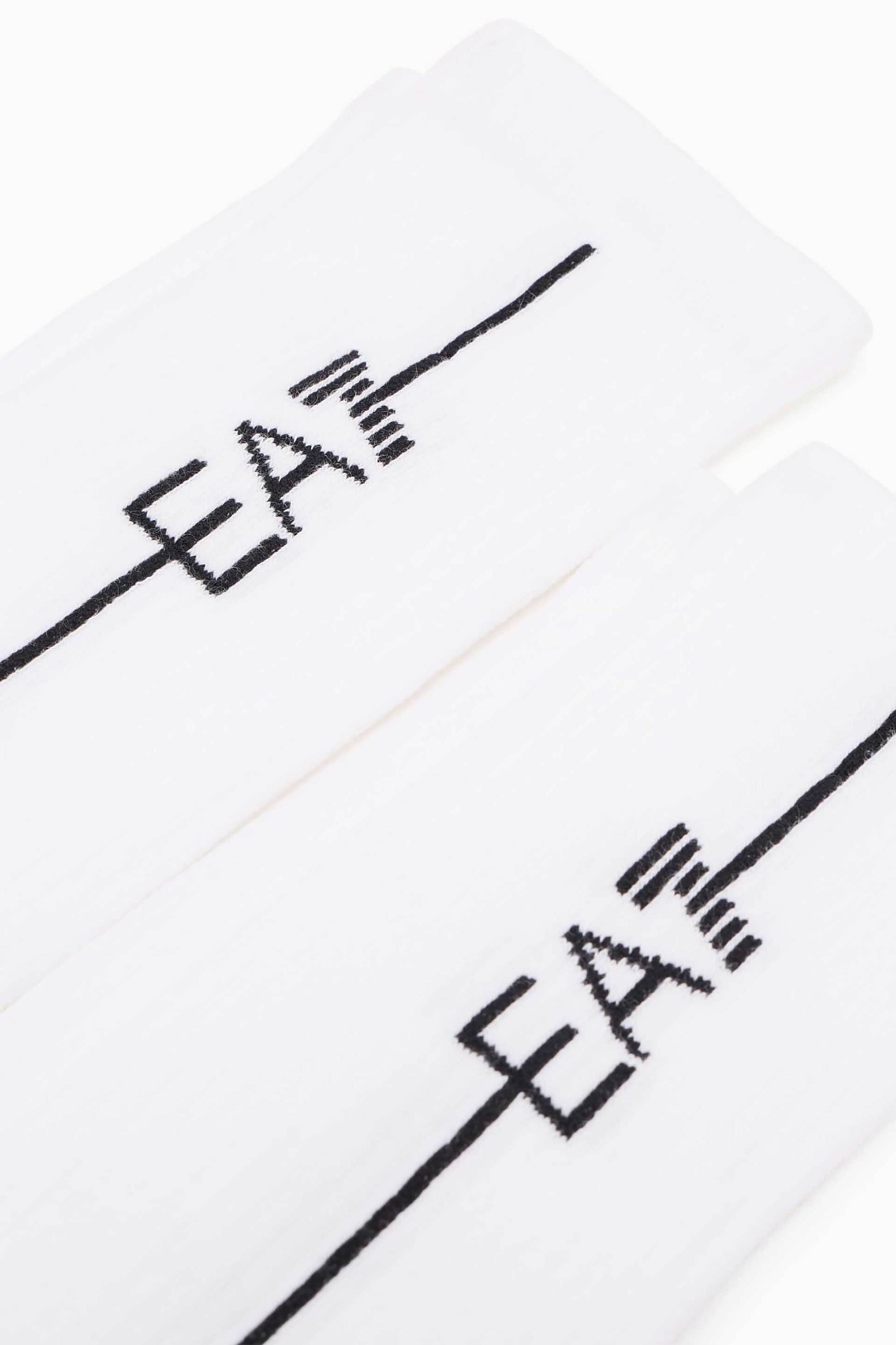 Ea7 Σετ Ανδρικές Μακριές Κάλτσες Ribbed με Λογότυπο (2 Ζευγάρια) - 246002Cc999 Λευκό