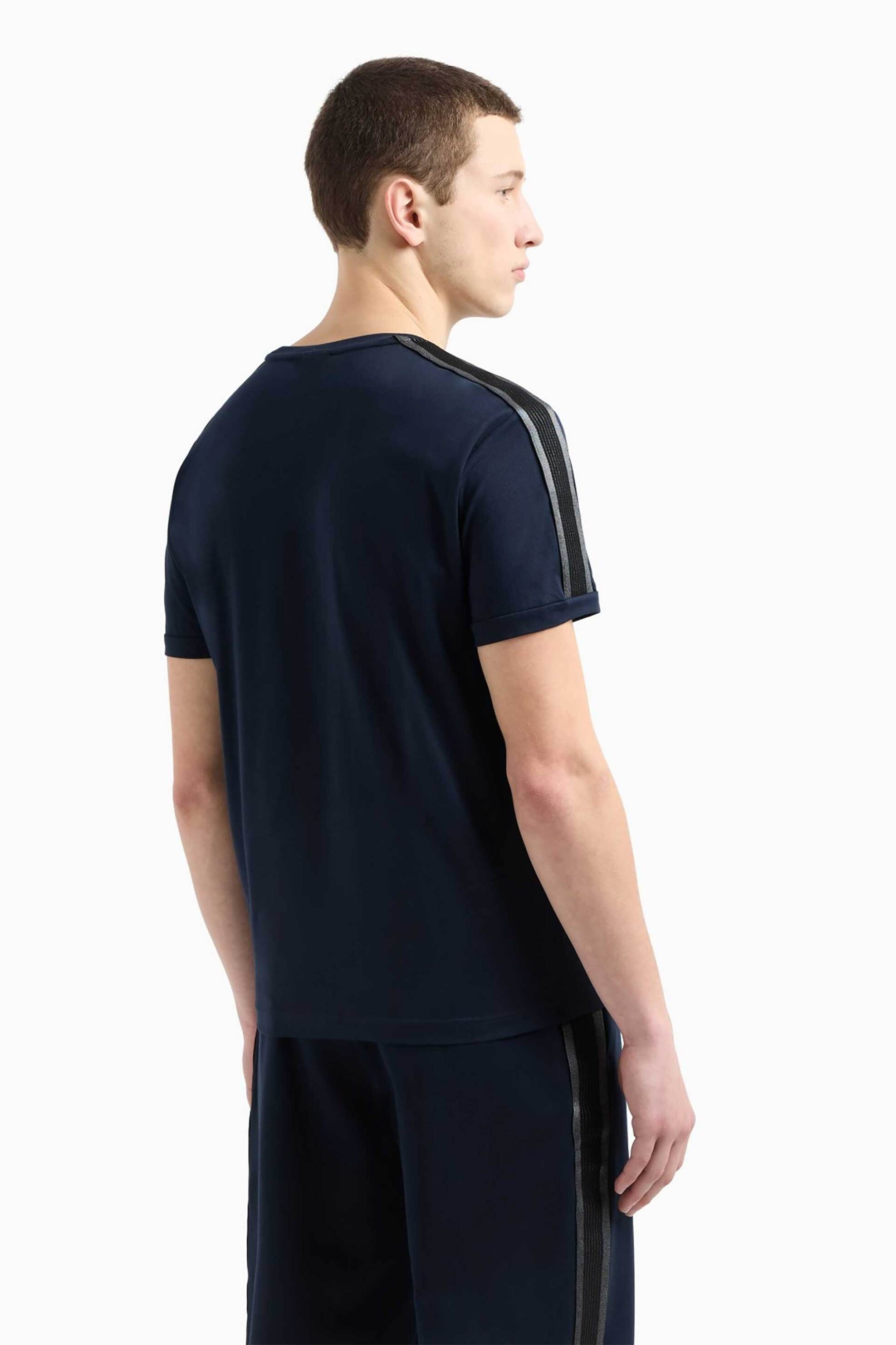 Ea7 Ανδρικό T-Shirt με Logo Tape Στους Ώμους Regular Fit - 7M000138Af10375 Μπλε Σκούρο