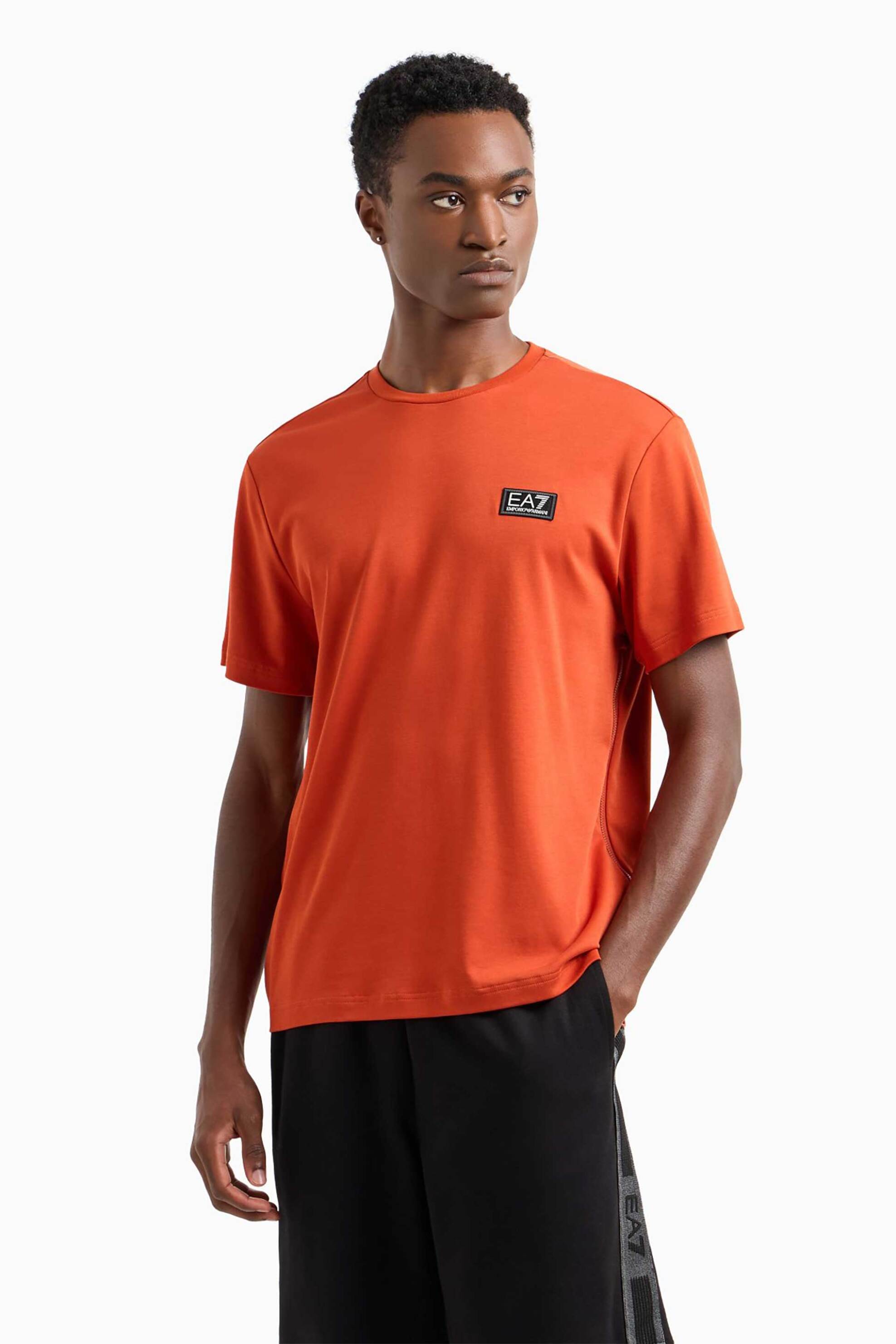EA7 ανδρικό T-shirt με λογότυπο στο στήθος Regular Fit - 7M000516AF14616 Πορτοκαλί