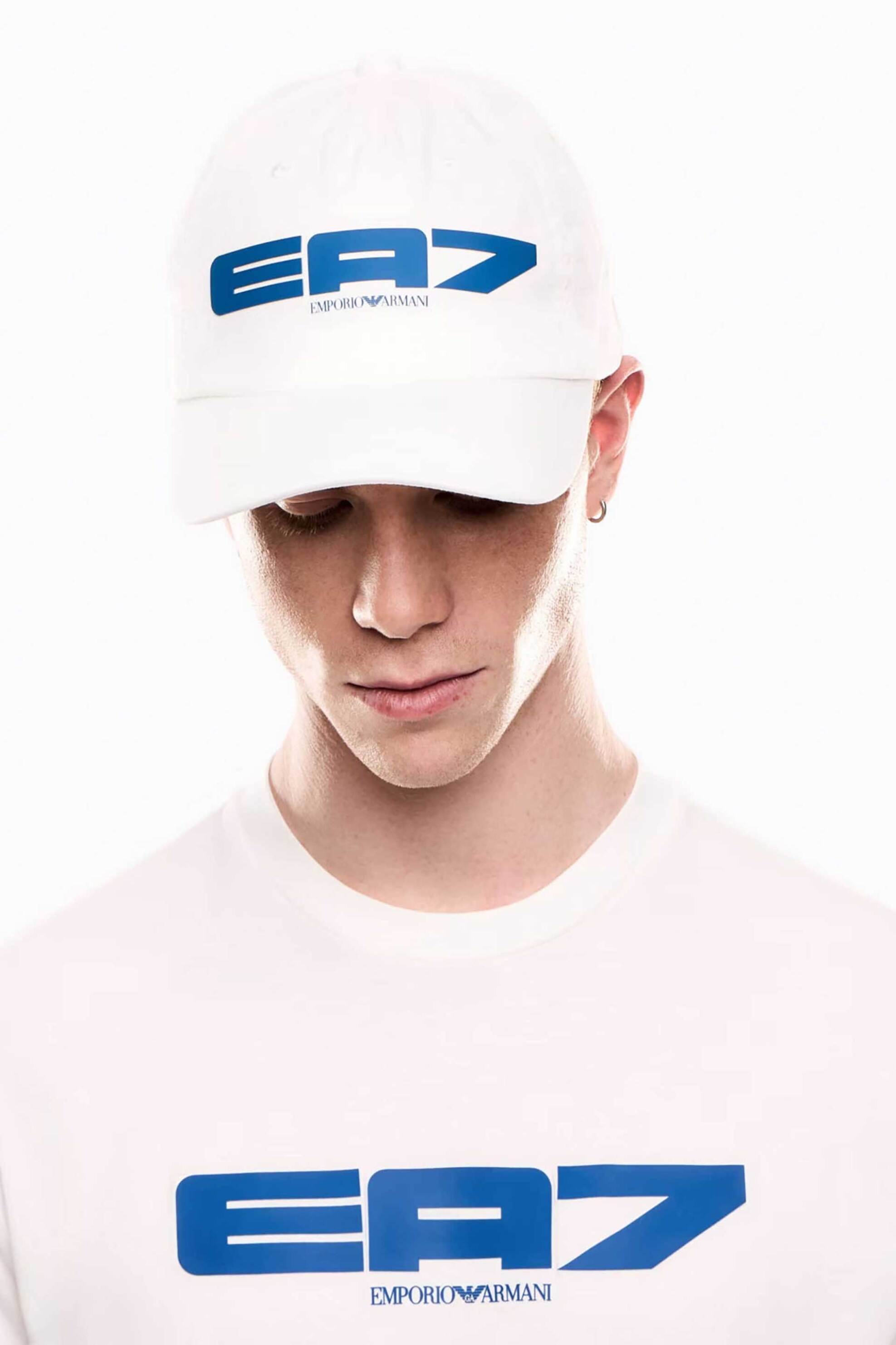 Ea7 Ανδρικό Καπέλο Jockey με Λογότυπο - 7X000053Af13644 Λευκό