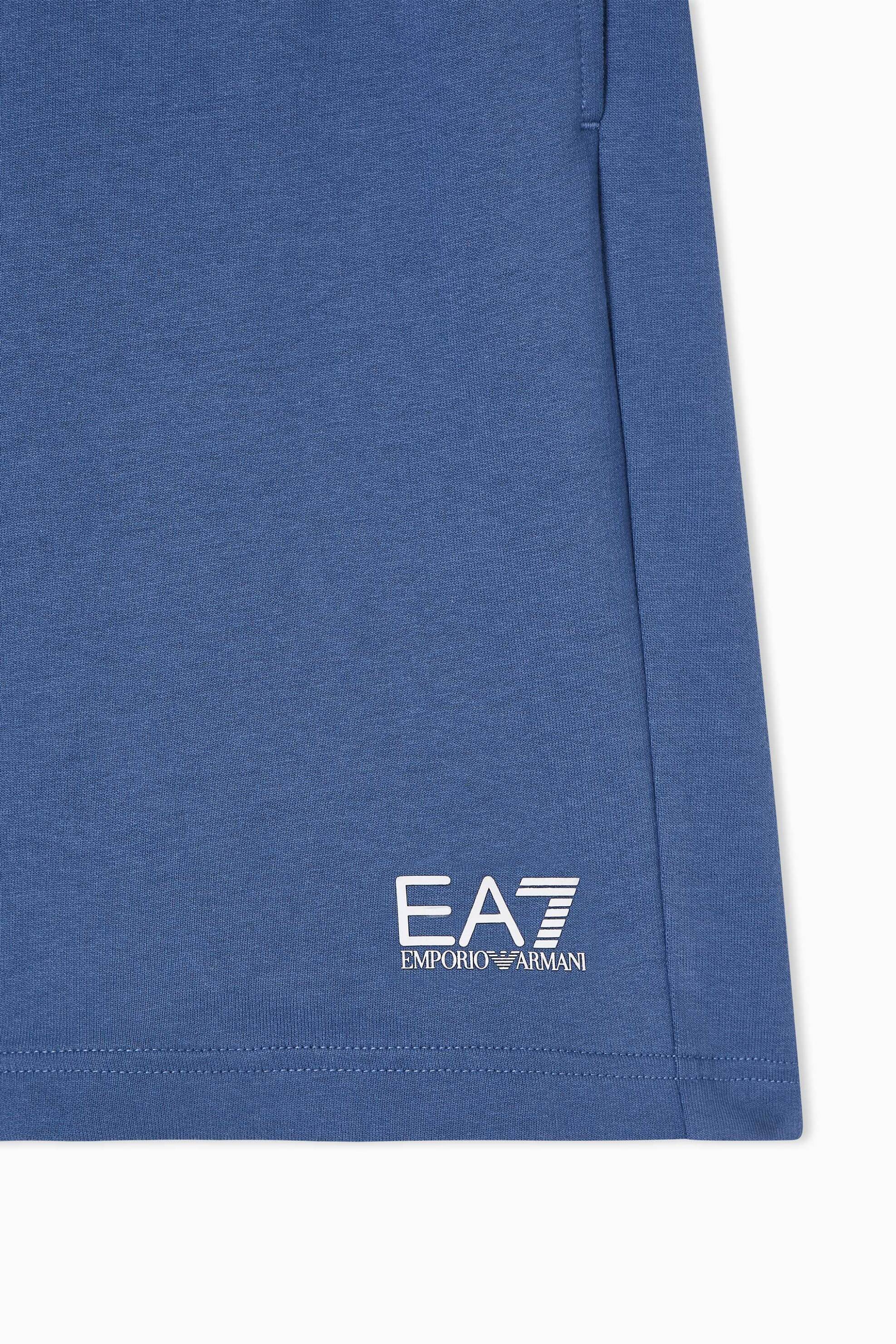 Ea7 Ανδρική Βερμούδα με Ελαστική Μέση Και Logo Print Στο Πλάι Slim Fit - 8Nps65Pjvrz Μπλε Ανοιχτό