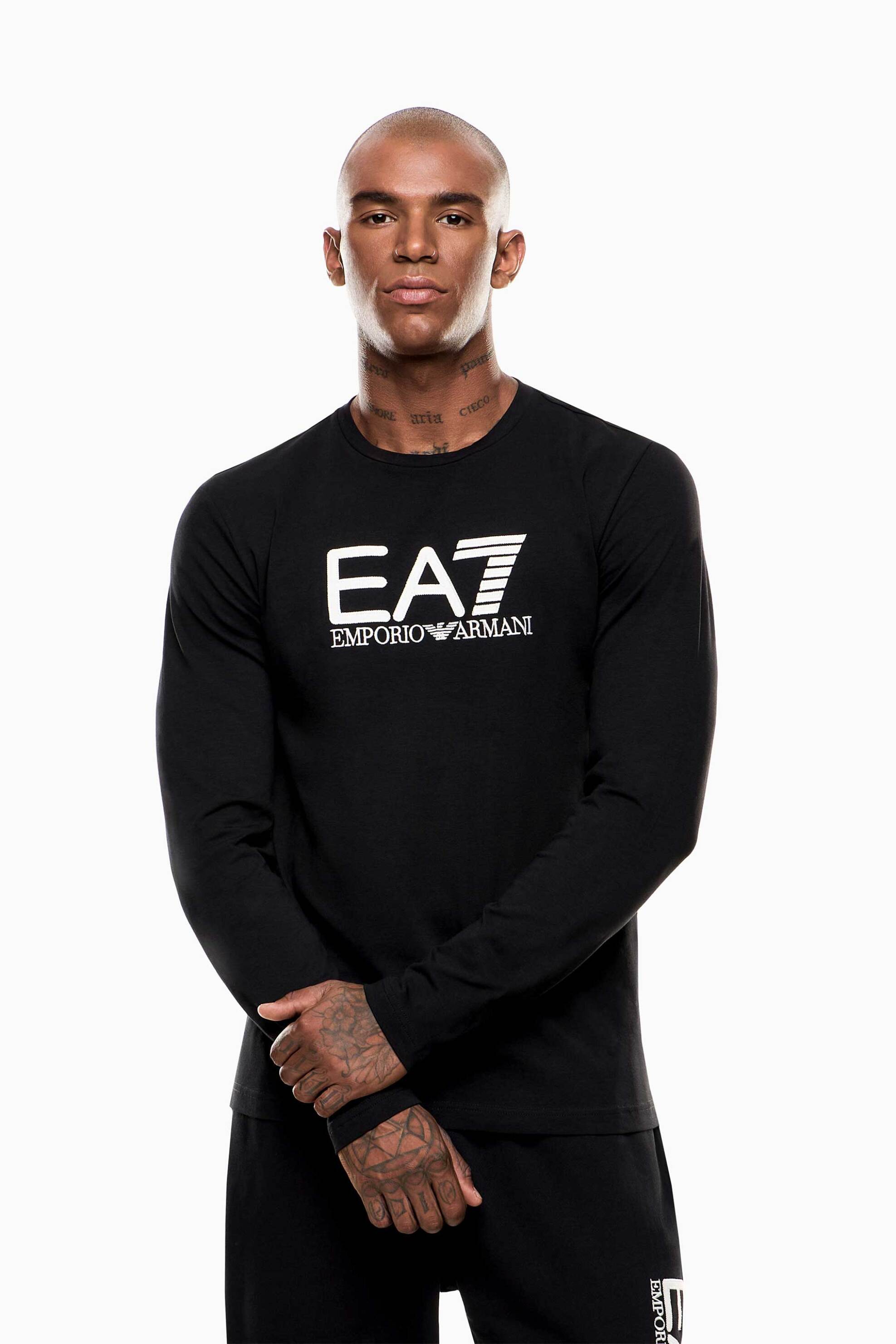 EA7 ανδρική μακρυμάνικη μπλούζα με λογότυπο Regular Fit - 7M000900AF10373 Μαύρο