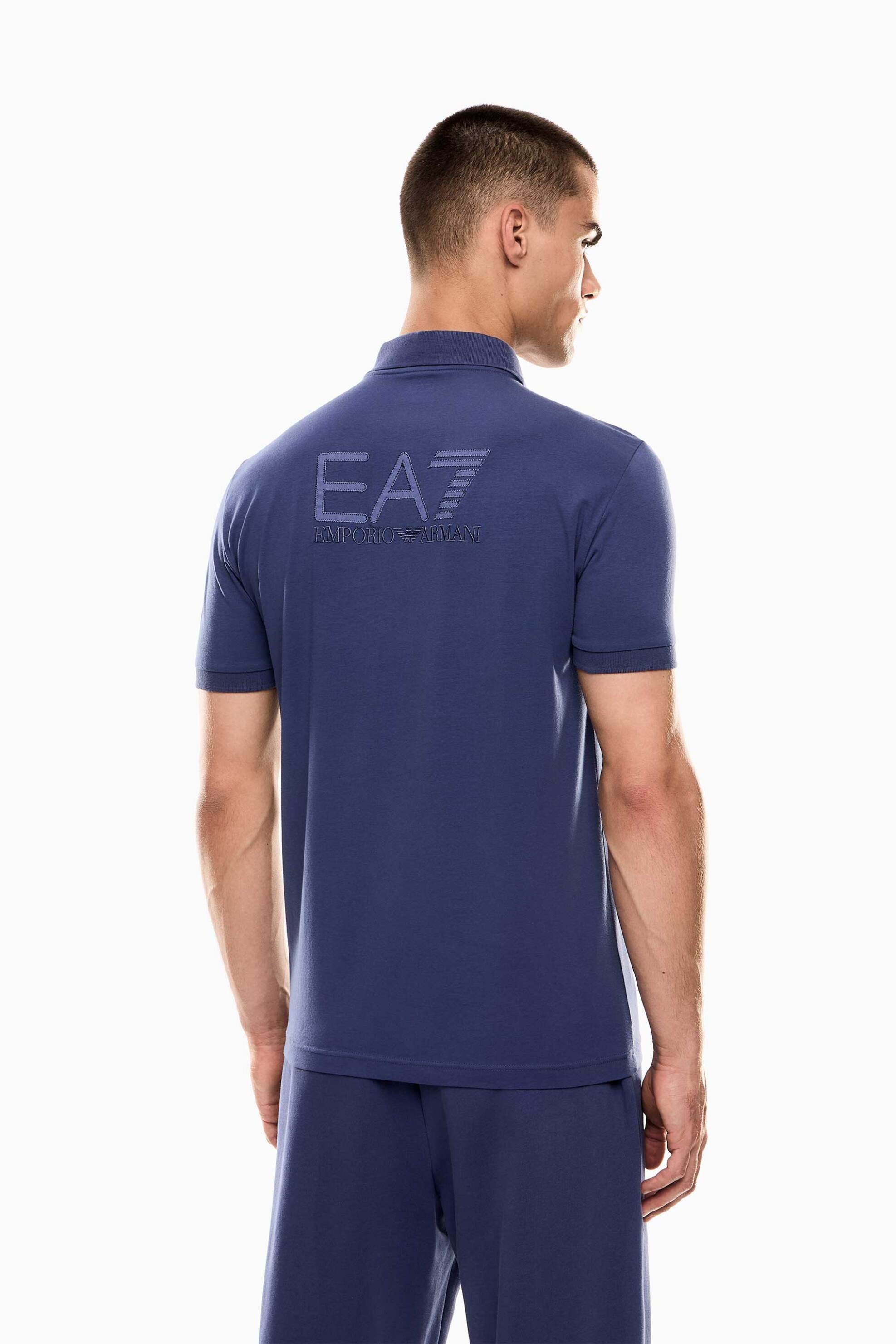 EA7 ανδρική μπλούζα πόλο με logo patch Regular Fit - 7M000901AF10373 Μπλε Σκούρο φωτογραφία