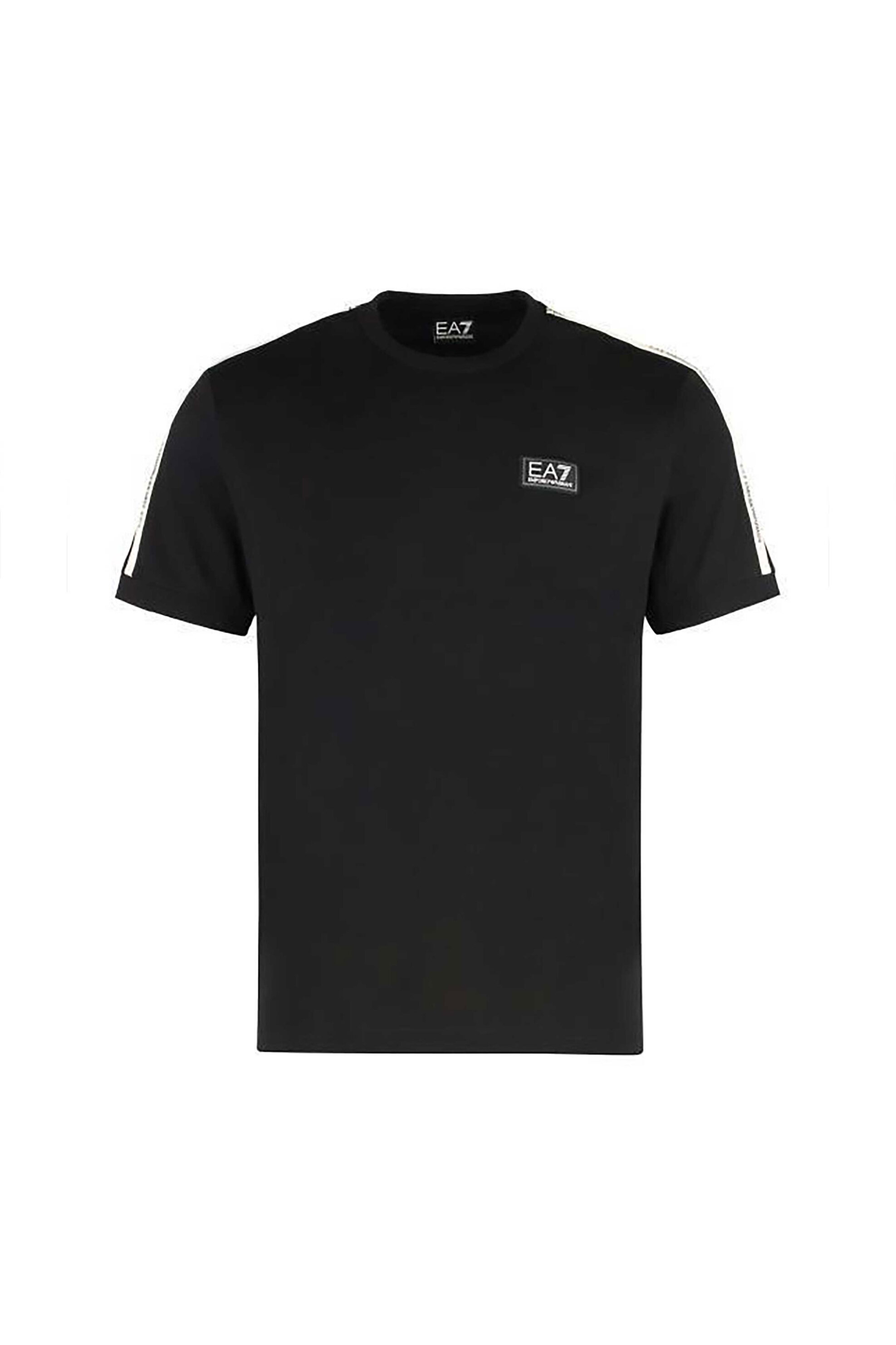 EA7 ανδρικό T-shirt με logo patch Slim Fit - 7M000956AF10375 Μαύρο