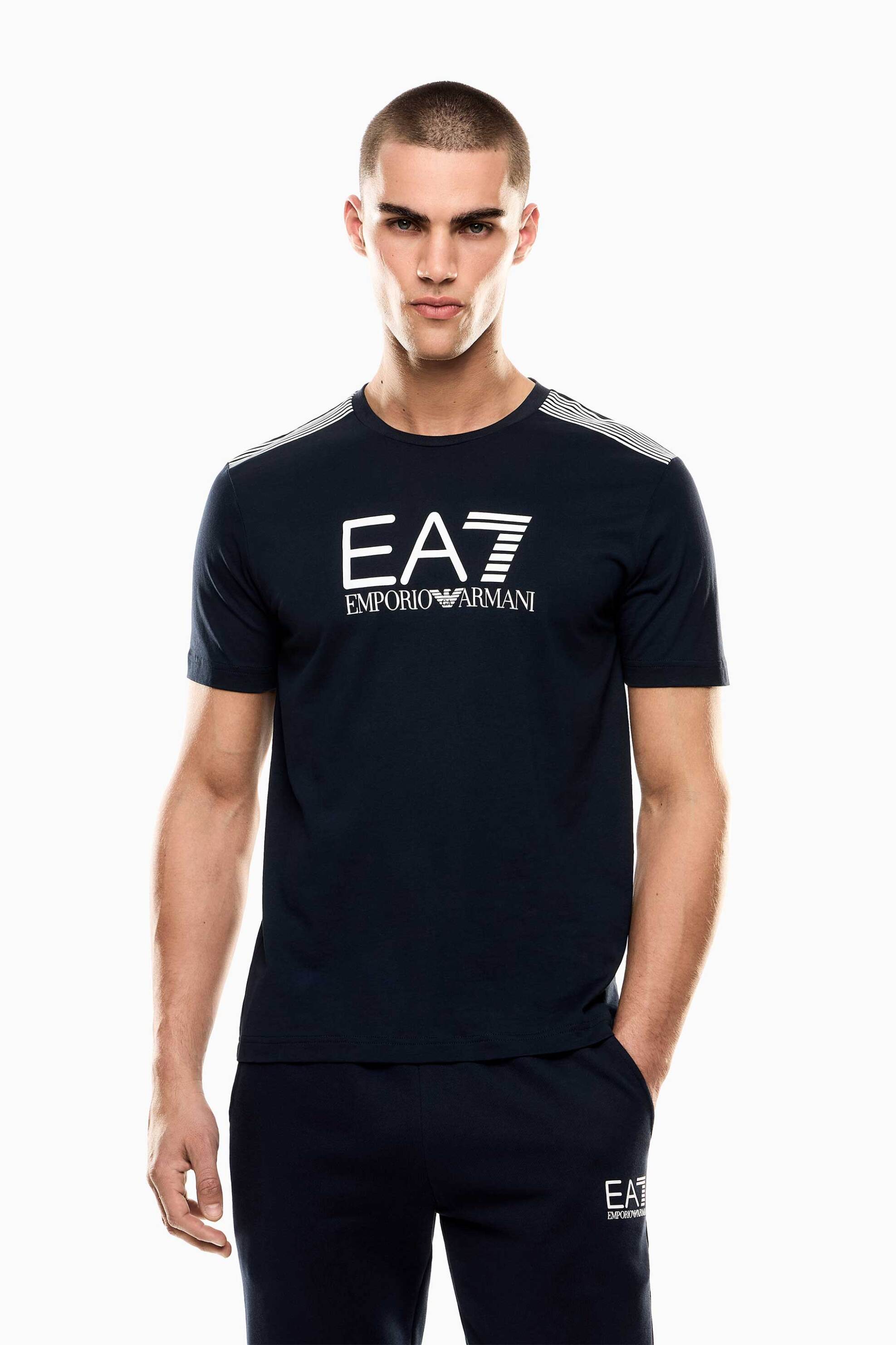 EA7 ανδρικό T-shirt με logo print Relaxed Fit - 7M000961AF10375 Μπλε Σκούρο