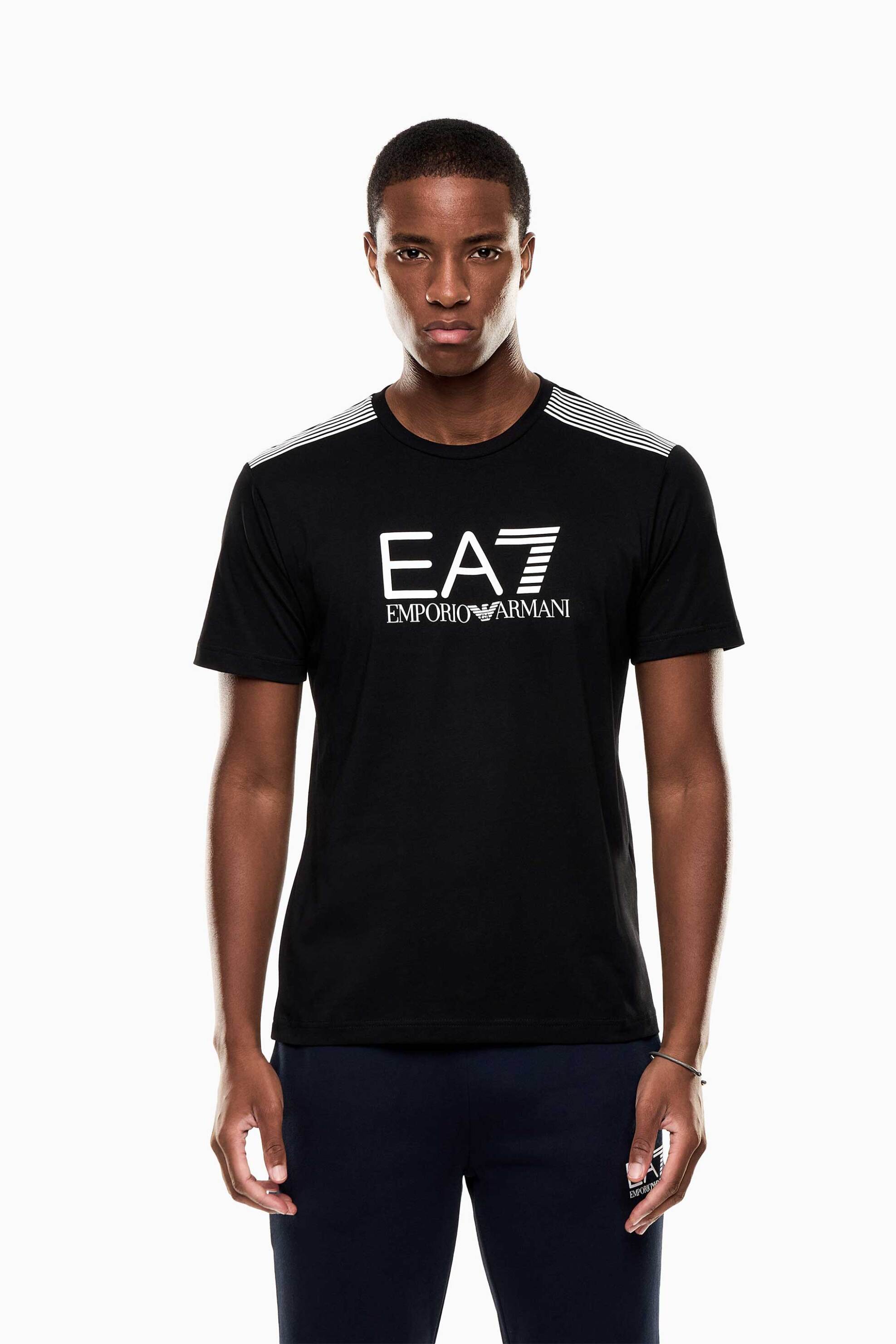 EA7 ανδρικό T-shirt με logo print Relaxed Fit - 7M000961AF10375 Μαύρο
