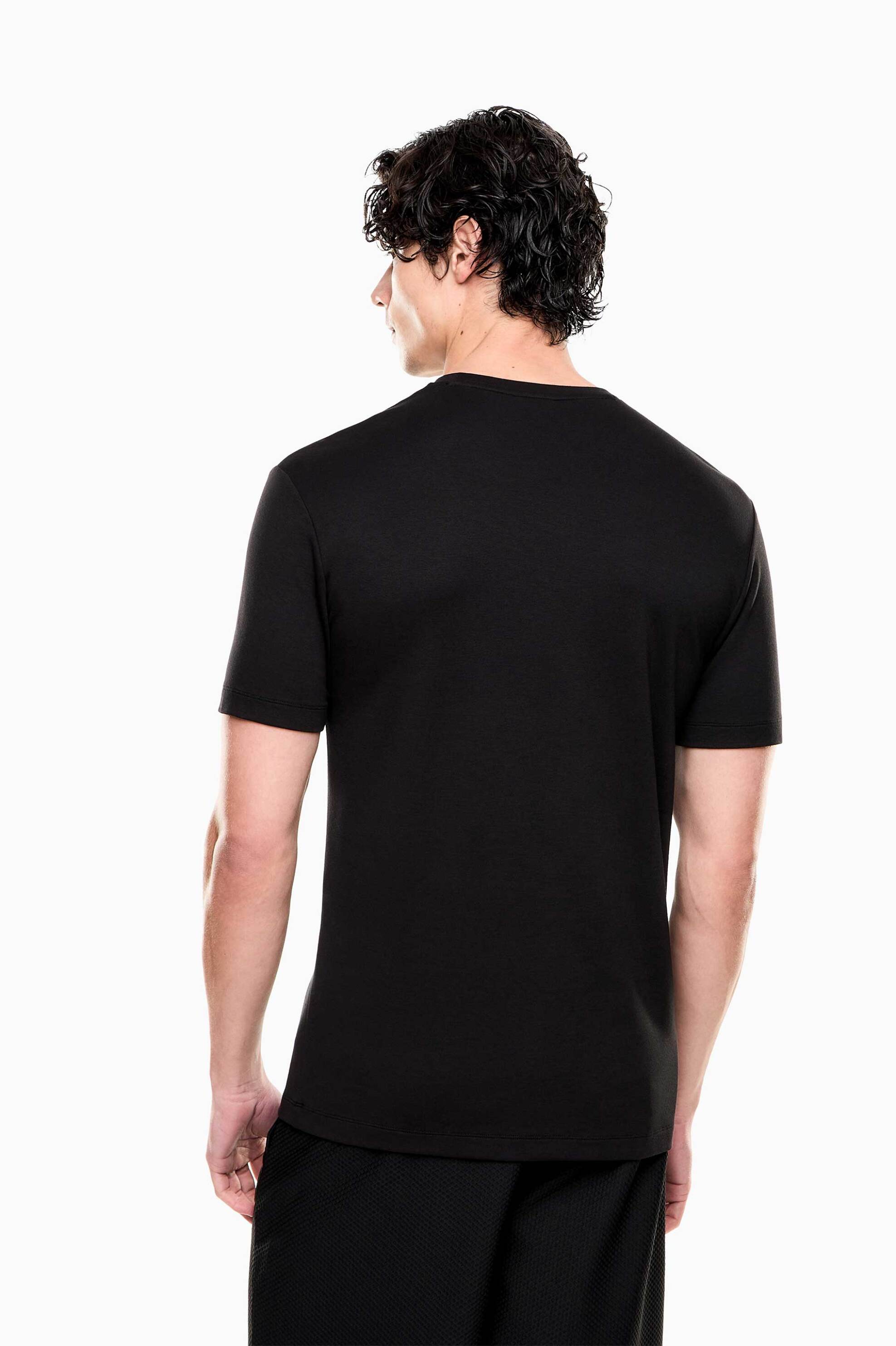 Ea7 Ανδρικό T-Shirt με Logo Patch Regular Fit - 7M001331Af13739 Μαύρο