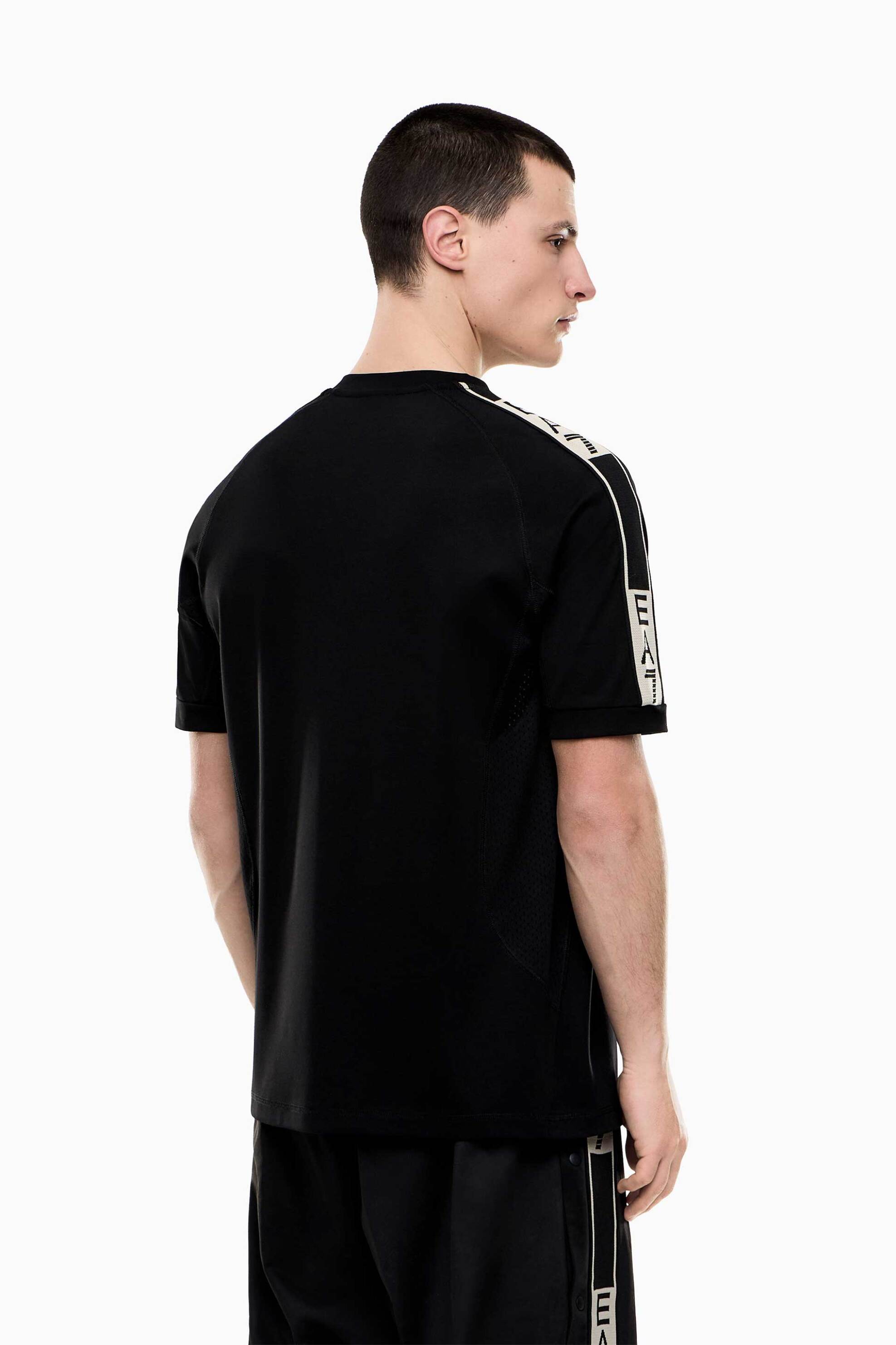 Ea7 Ανδρικό T-Shirt με Λογότυπο Και Logo Tape Regular Fit - 7M001395Af16724 Μαύρο