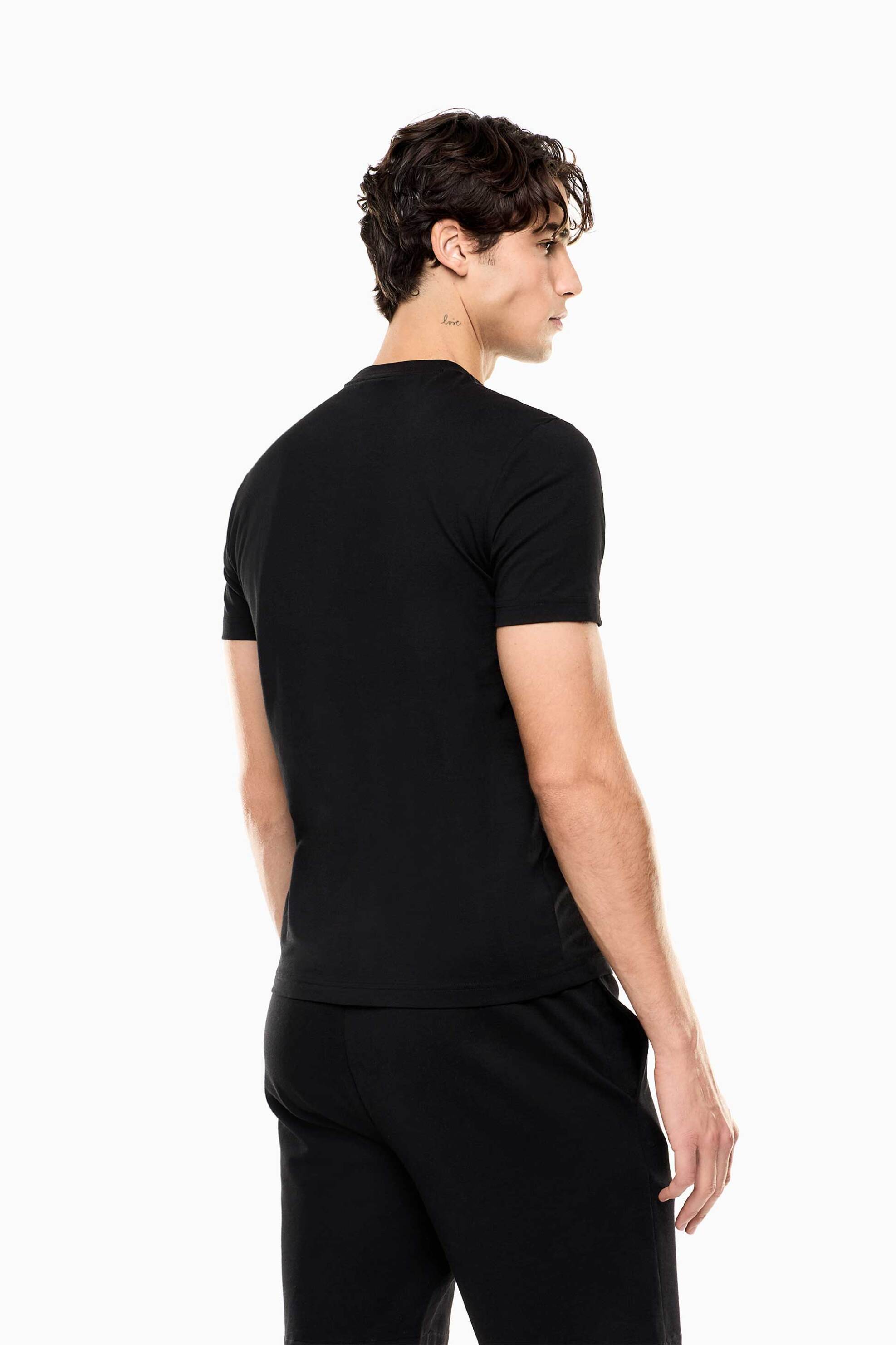 Ea7 Ανδρικό T-Shirt με Λογότυπο Slim Fit - 7M001412Af22264 Μαύρο Χρυσό
