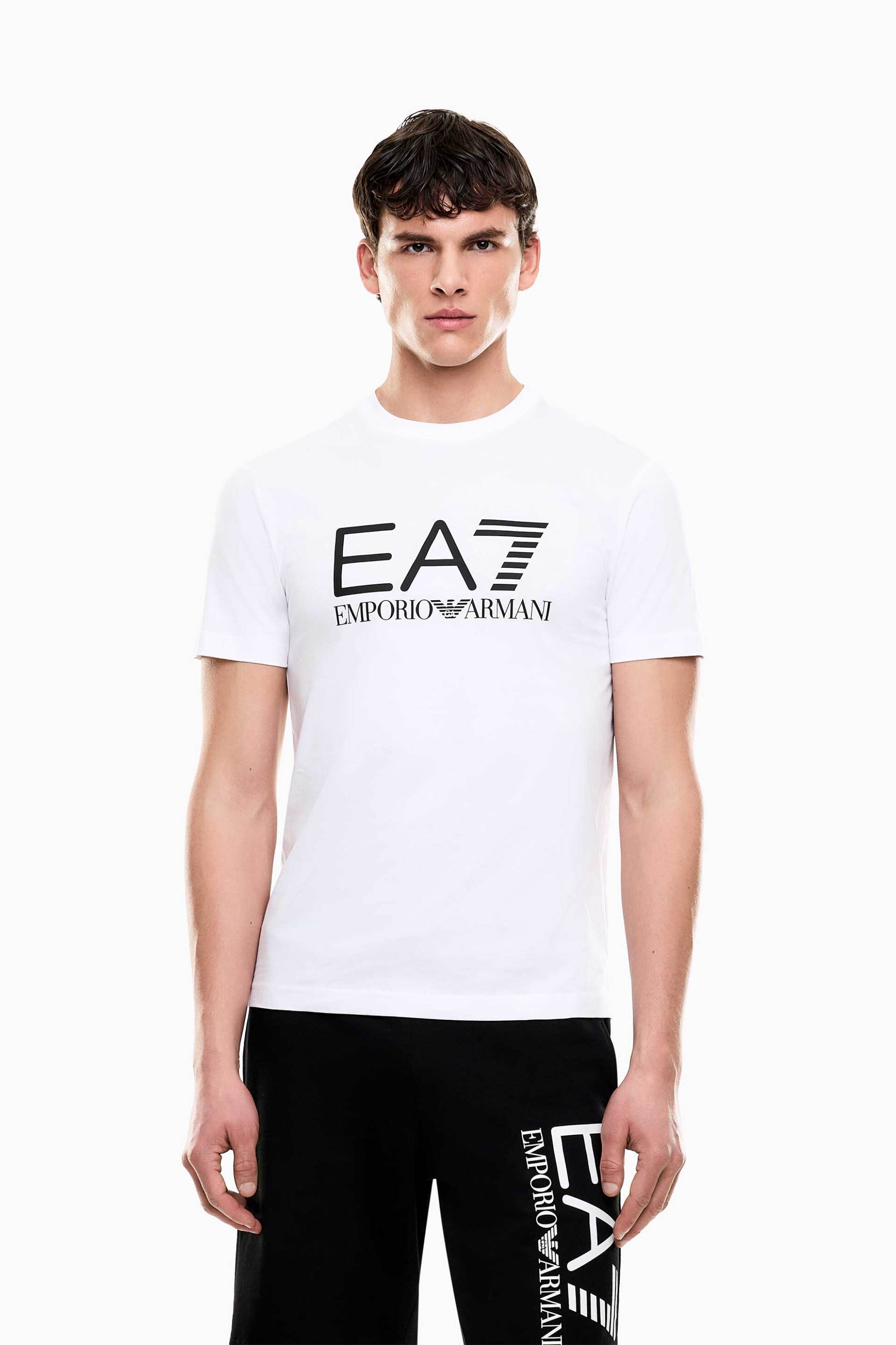 EA7 ανδρικό T-shirt με λογότυπο Slim Fit - 7M001412AF22264 Λευκό