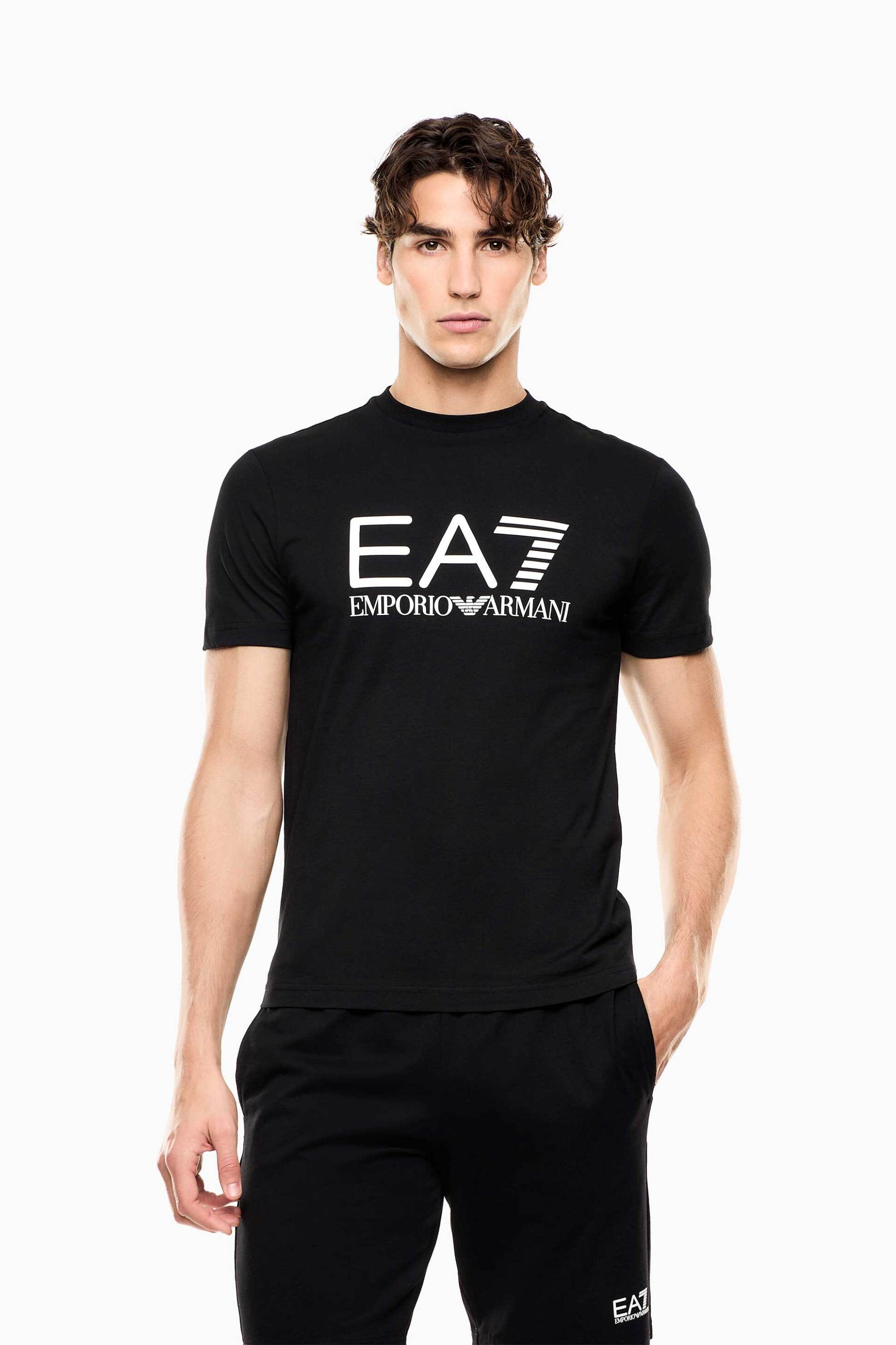 EA7 ανδρικό T-shirt με λογότυπο Slim Fit - 7M001412AF22264 Μαύρο