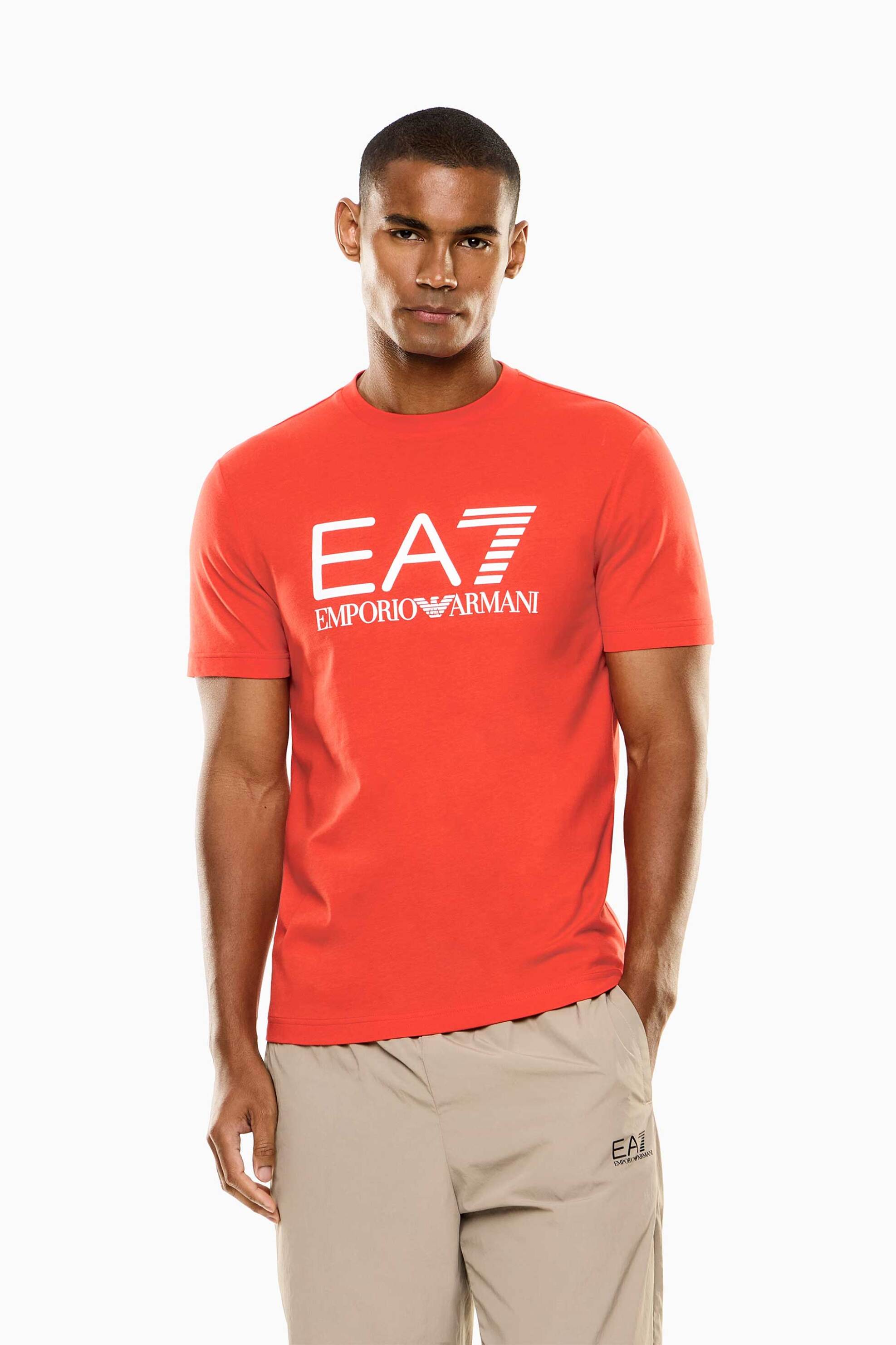 EA7 ανδρικό T-shirt με λογότυπο Slim Fit - 7M001412AF22264 Κοραλί