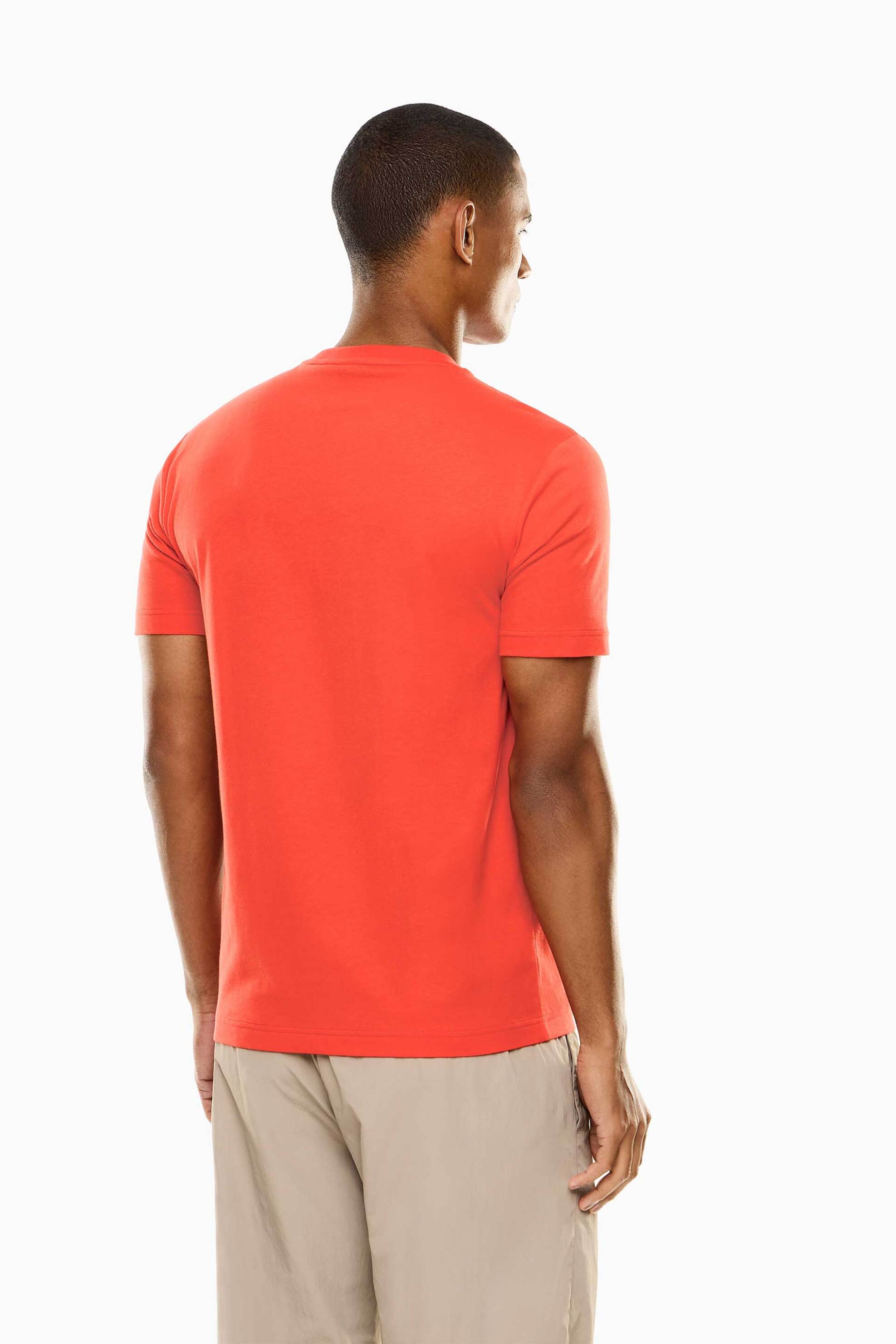 Ea7 Ανδρικό T-Shirt με Λογότυπο Slim Fit - 7M001412Af22264 Κοραλί