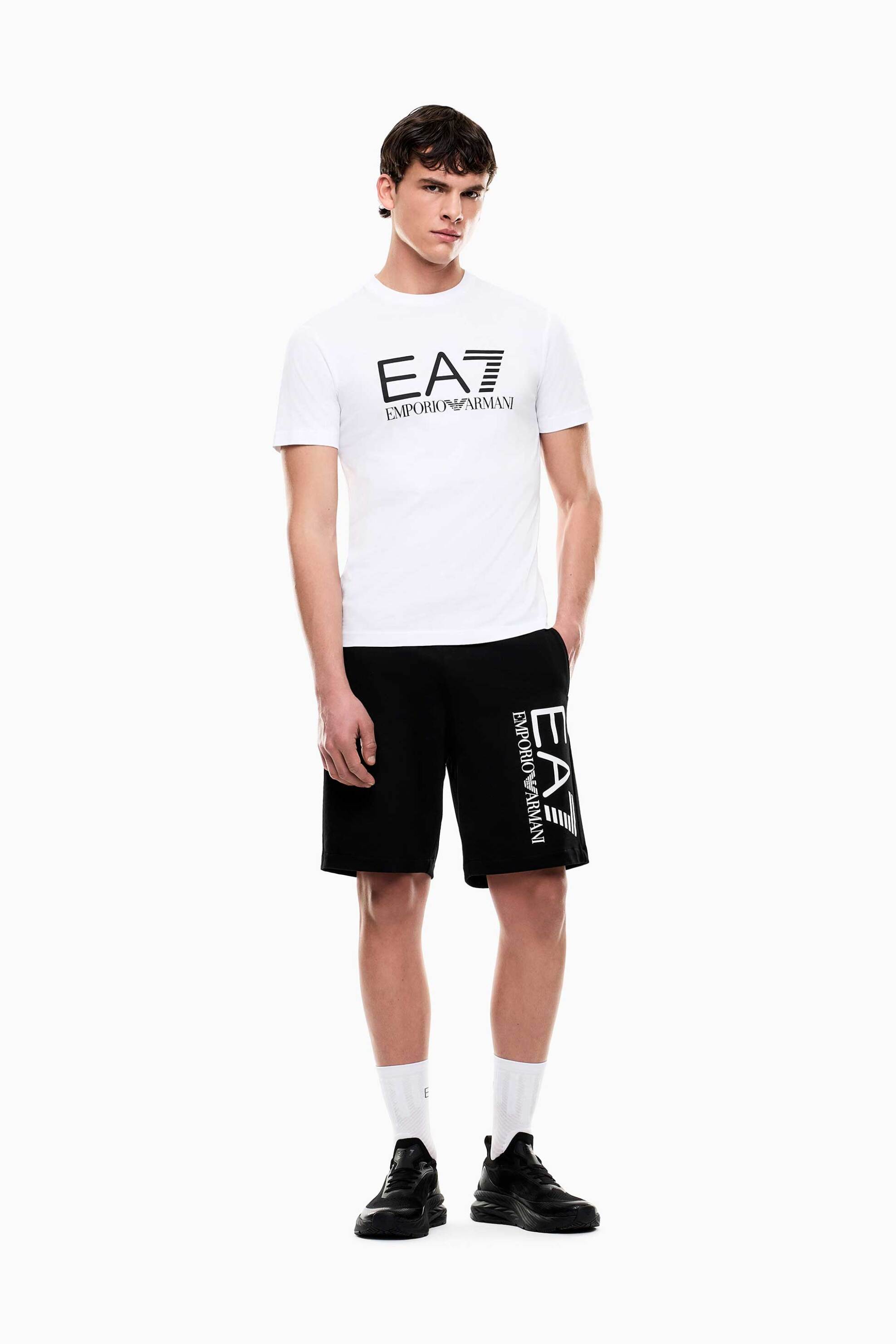 EA7 ανδρική βερμούδα με ελαστική μέση και λογότυπο Regular Fit - 7M001414AF22266 Μαύρο