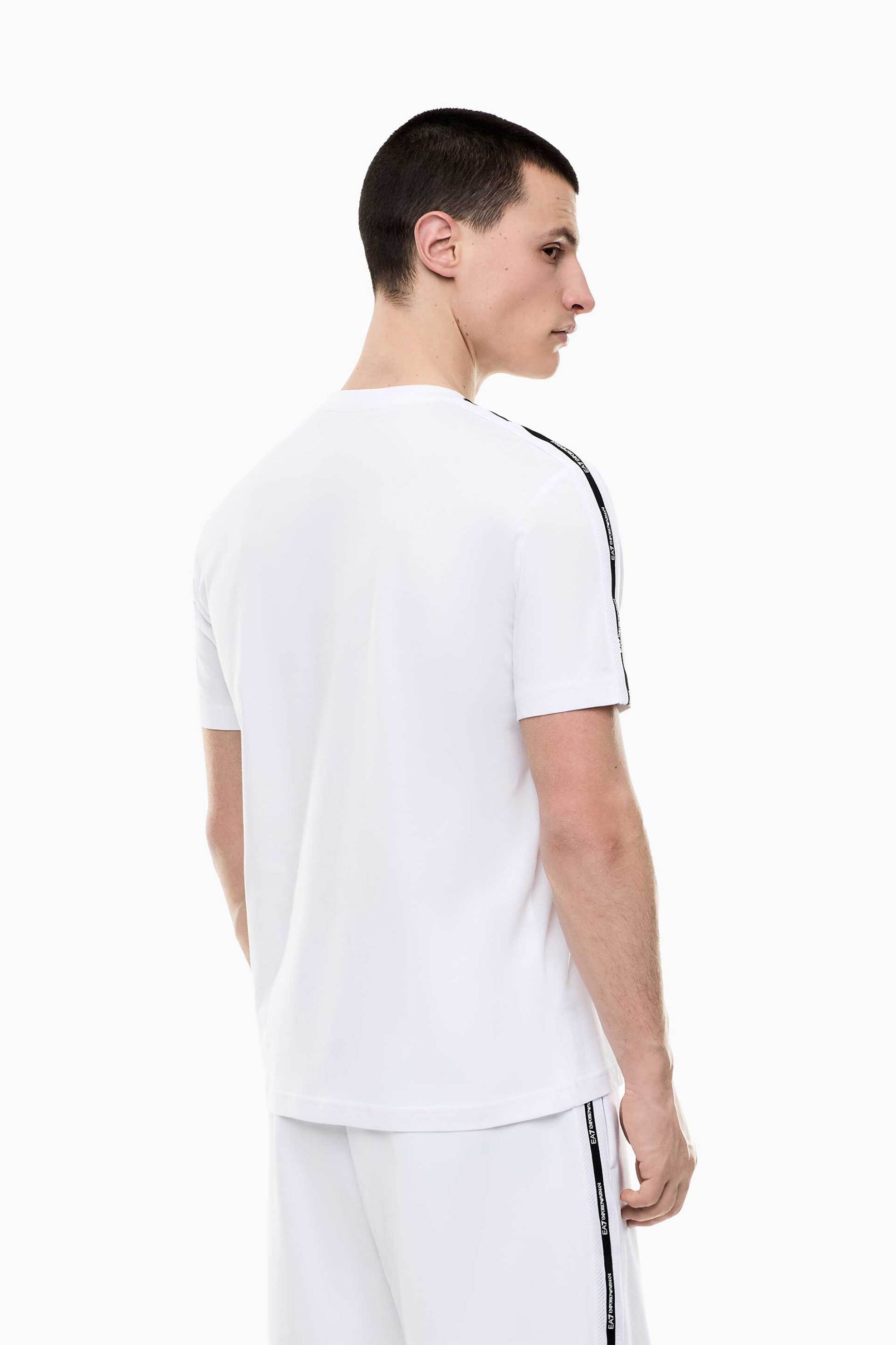 Ea7 Ανδρικό T-Shirt με Contrast Λογότυπο Και Logo Tape Regular Fit - 7M001476Af10375 Λευκό