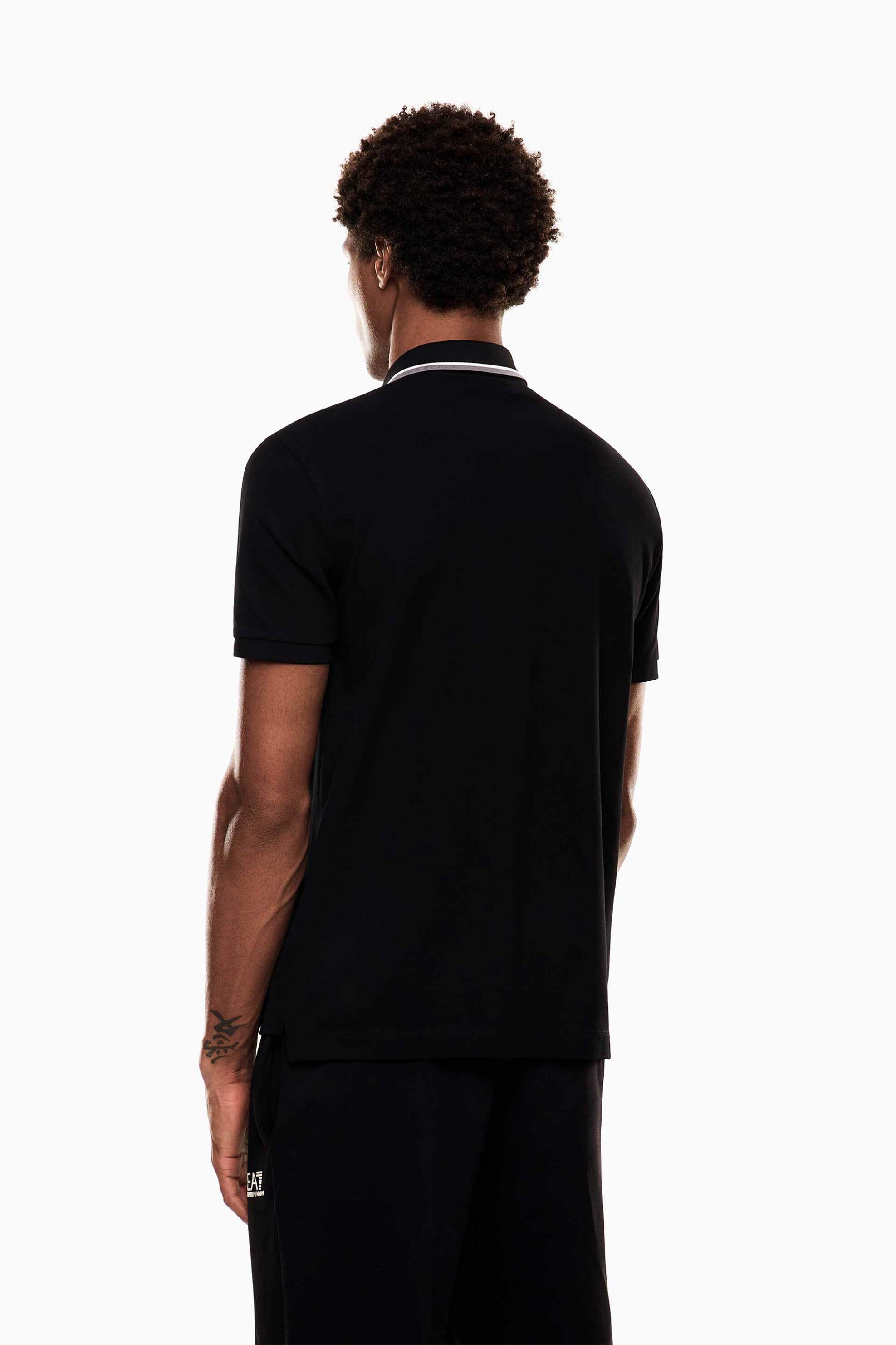 Ea7 Ανδρική Κοντομάνικη Μπλούζα Πόλο Πικέ με Λογότυπο Regular Fit - 7M001604Af13511 Μαύρο