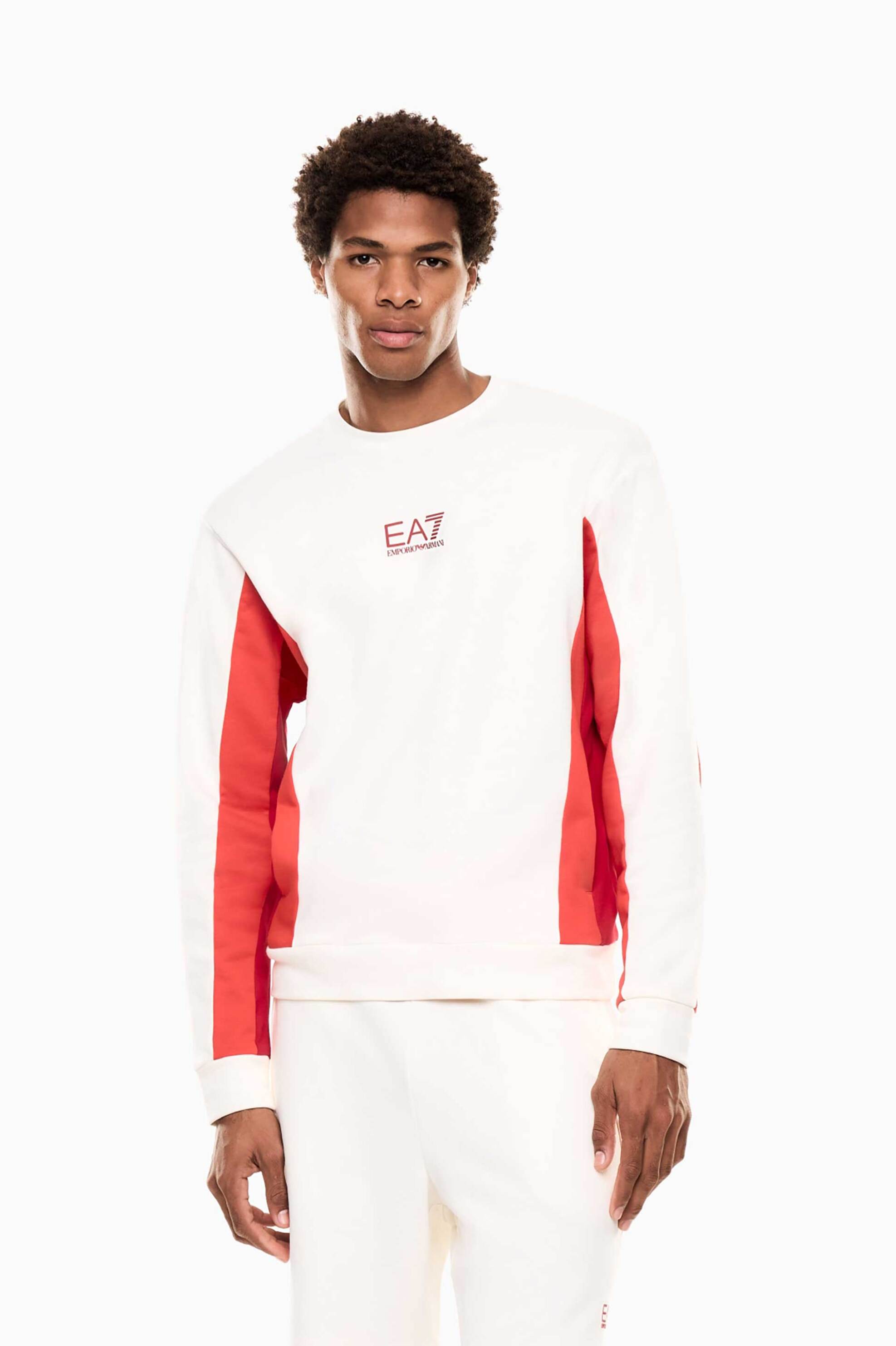 EA7 ανδρική μπλούζα φούτερ με ανάγλυφο logo Regular Fit - 7M001612AF12451 Λευκό