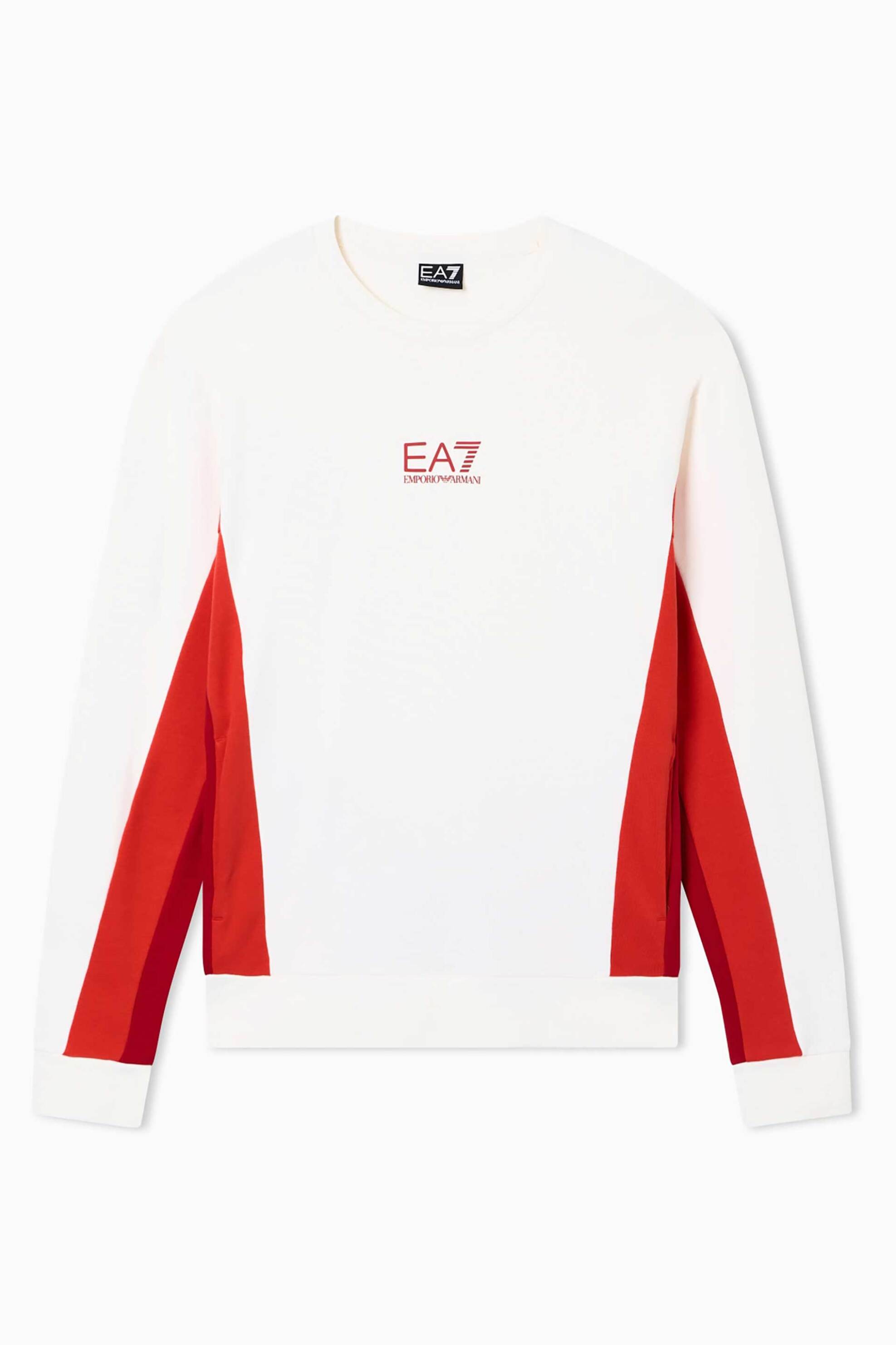 Ea7 Ανδρική Μπλούζα Φούτερ με Ανάγλυφο Logo Regular Fit - 7M001612Af12451 Λευκό