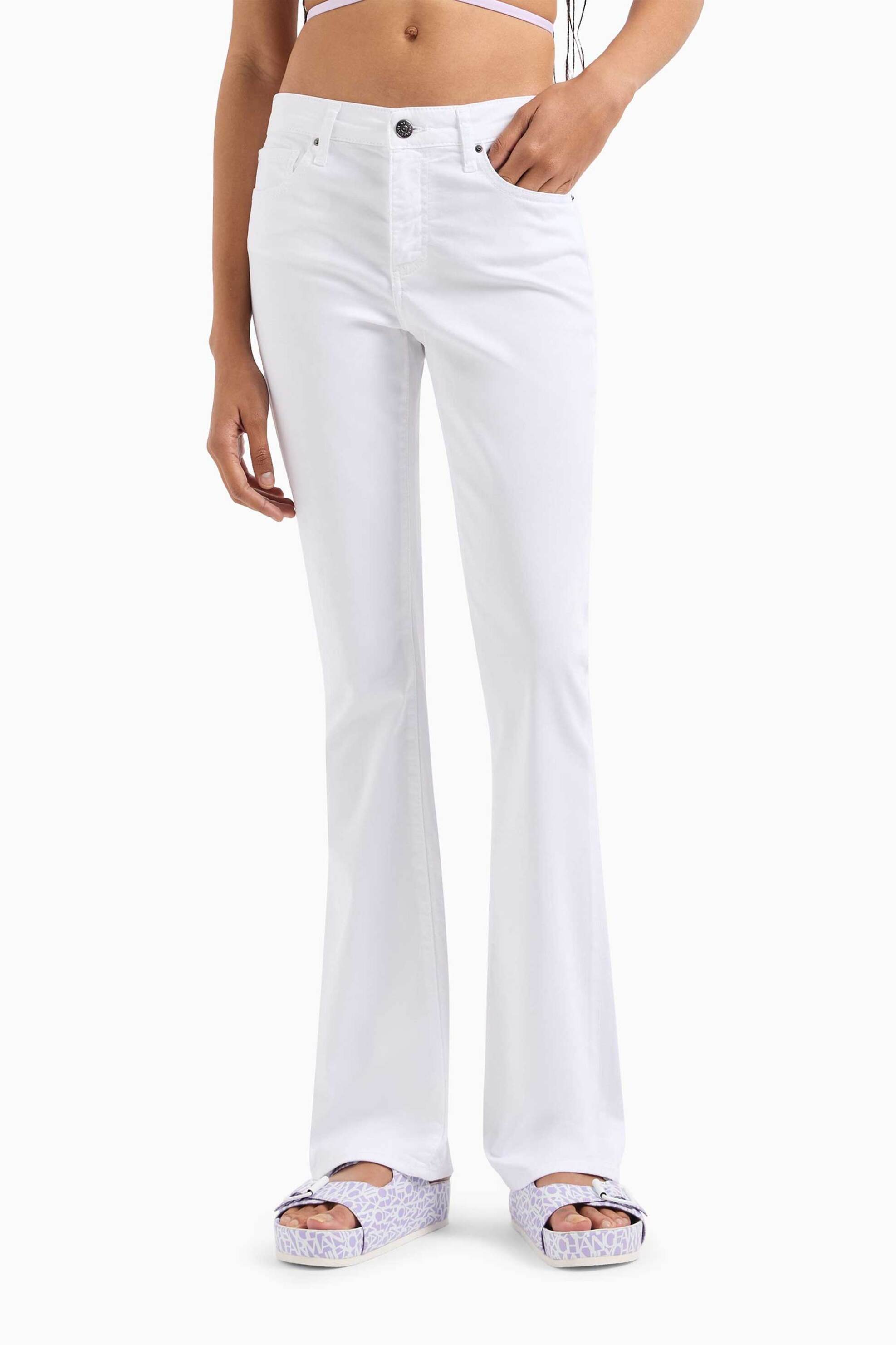 Armani Exchange γυναικείο τζην παντελόνι βαμβακερό πεντάτσεπο Flare Fit - 3DYJ65Y2VLZ Λευκό φωτογραφία