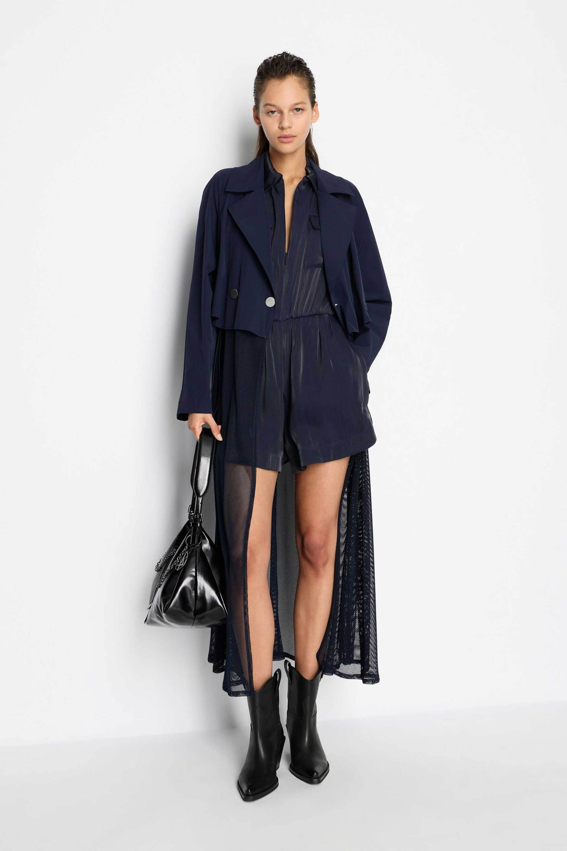  Armani Exchange γυναικείο σακάκι με διαφάνεια - 3DYL20YNUKZ Σκούρο Μπλε 2025