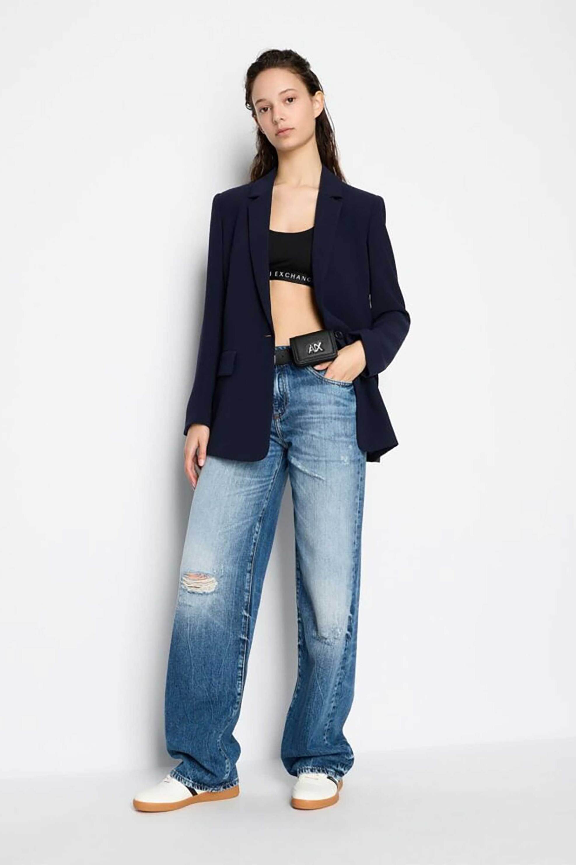  Armani Exchange γυναικείο σακάκι σε κλασσική γραμμή - 3DYG22YN1QZ Σκούρο Μπλε 2025