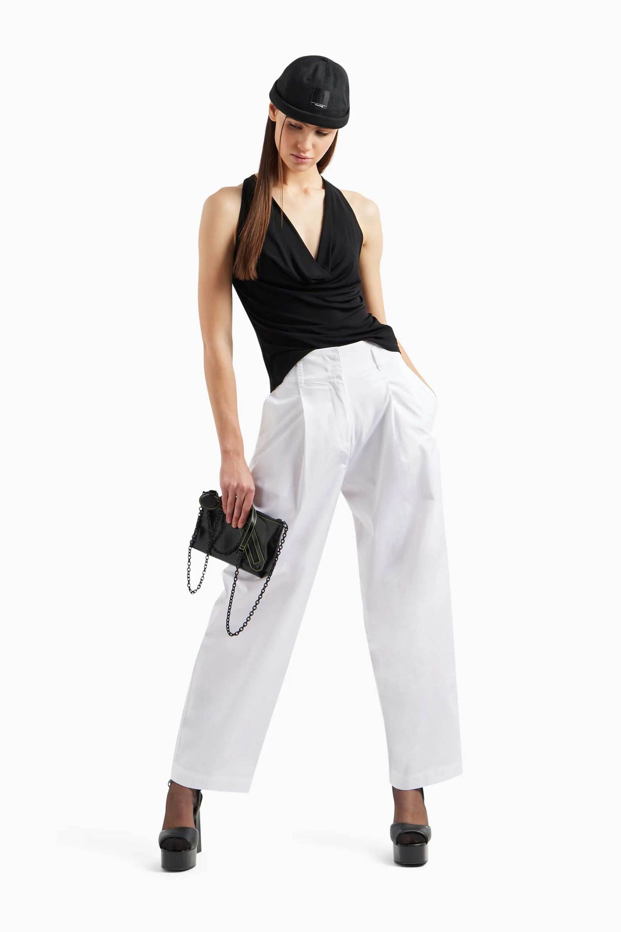 Armani Exchange γυναικείο παντελόνι υφασμάτινο ψηλόμεσο