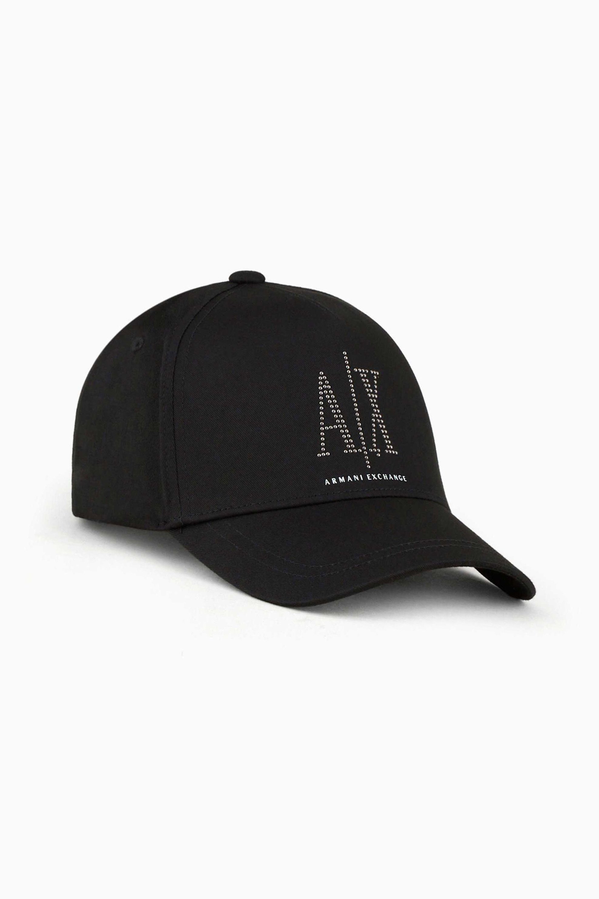  Armani Exchange γυναικείο βαμβακερό καπέλο μονόχρωμο με μονόγραμμα με rhinestones - 9442083R131 Μαύρο 2025