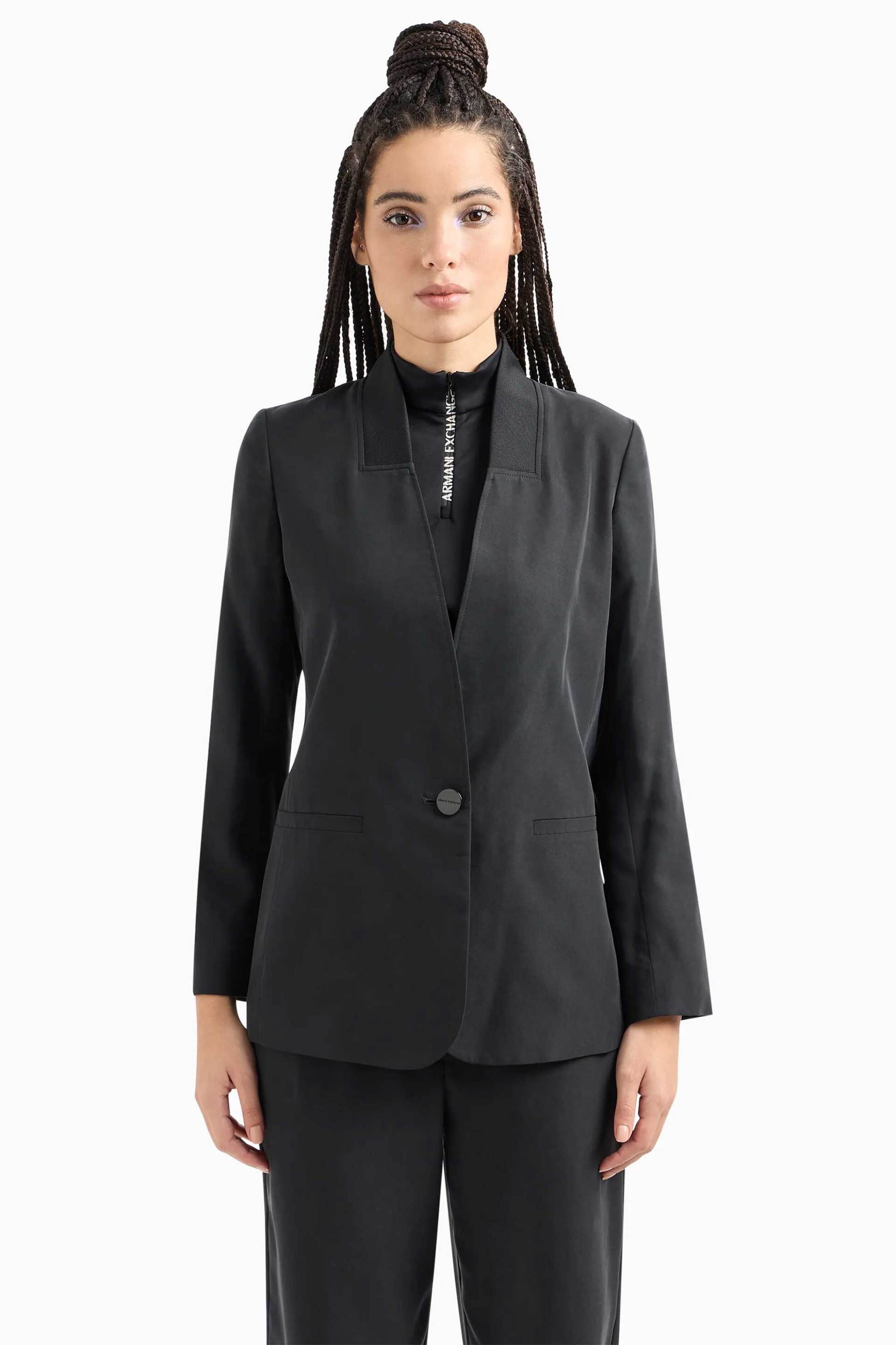  Armani Exchange γυναικείο σακάκι με ribbed γιακά - 3DYG47YN3TZ Μαύρο 2025