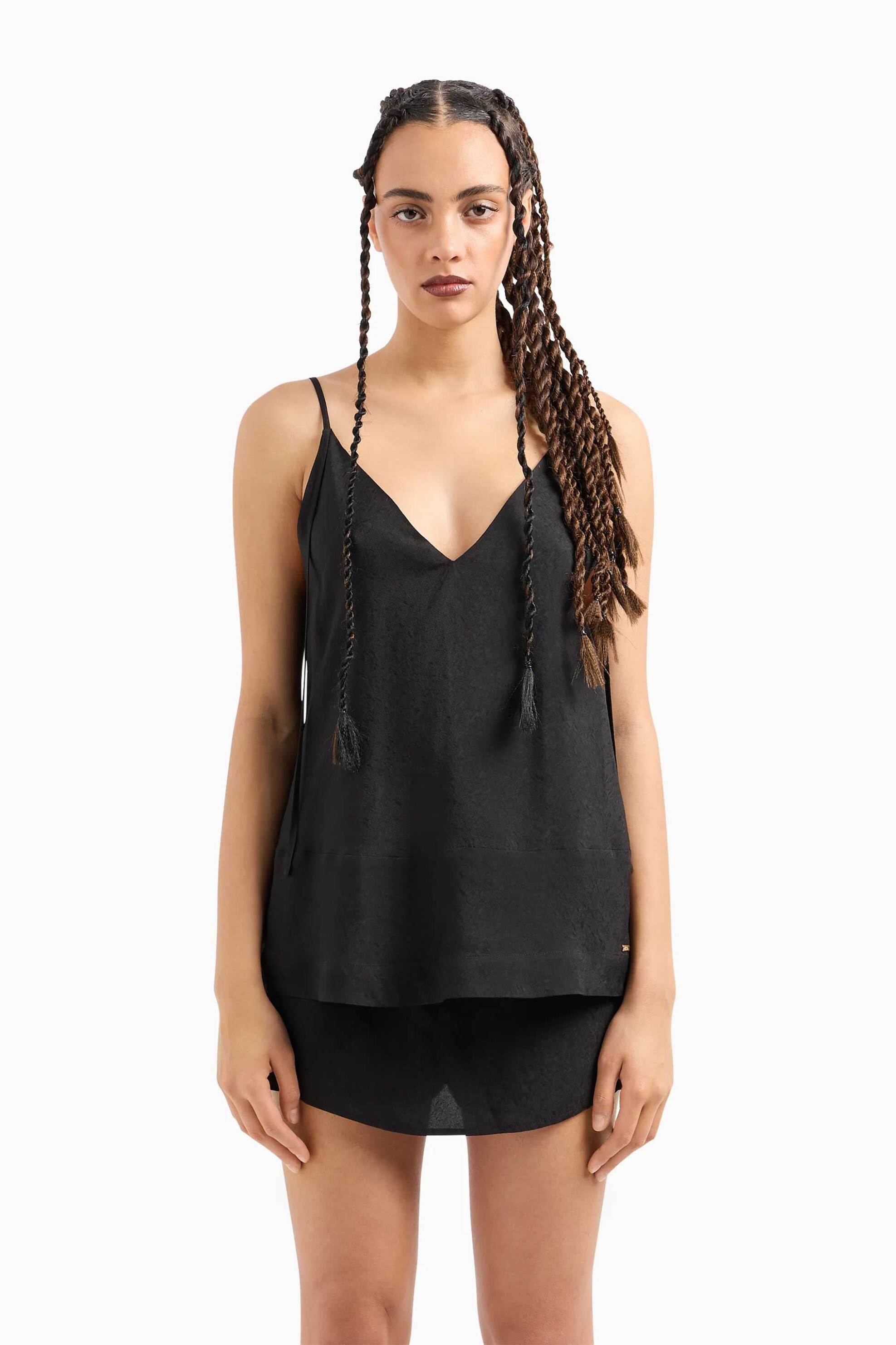 ARMANI EXCHANGE Armani Exchange γυναικείo τοπ με λεπτά τιραντάκια - 3DYH45YN9RZ Μαύρο