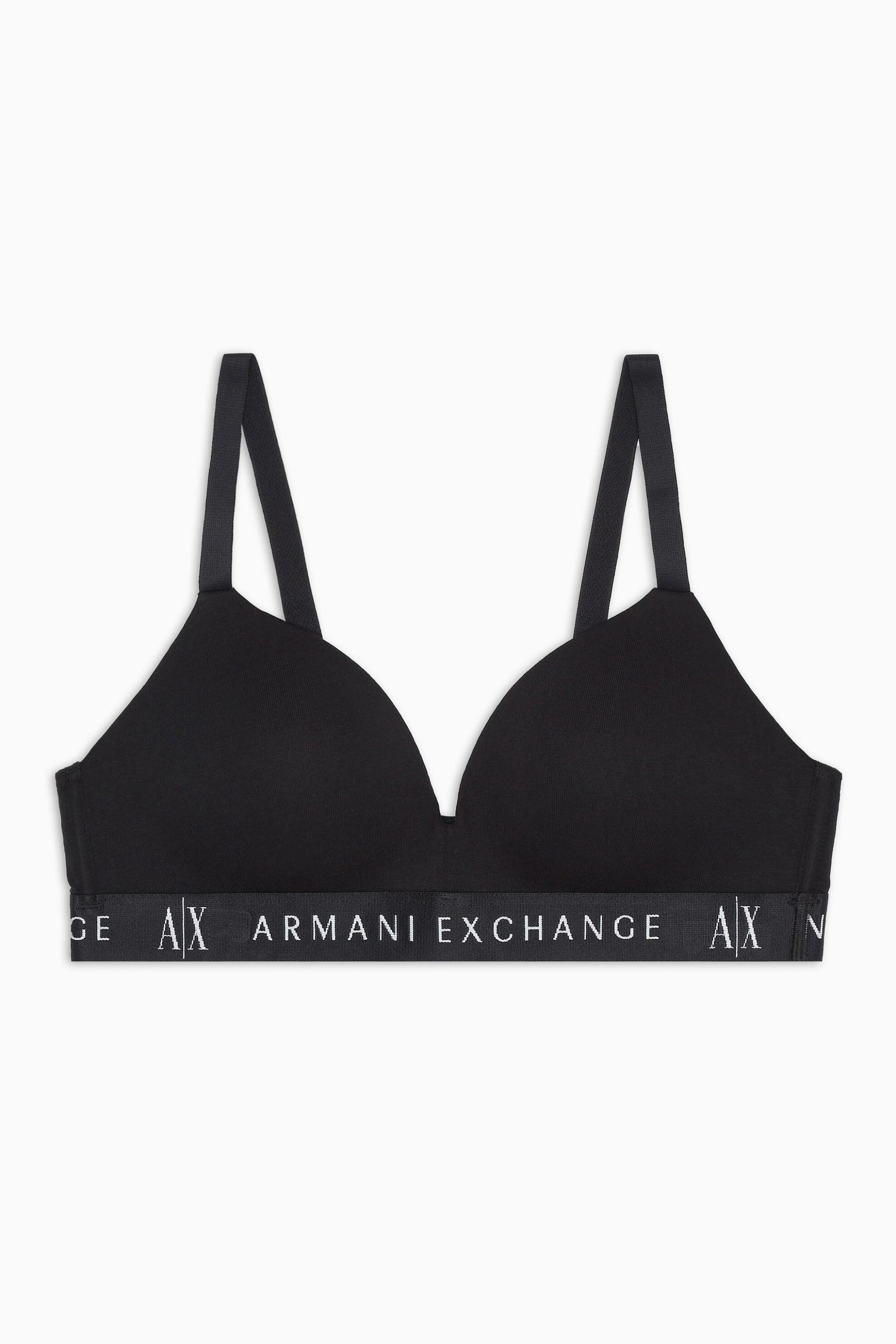 Armani Exchange Γυναικείο Bralette Μονόχρωμο Βαμβακερό με Contrast Logo Print - 947027Cc502 Μαύρο