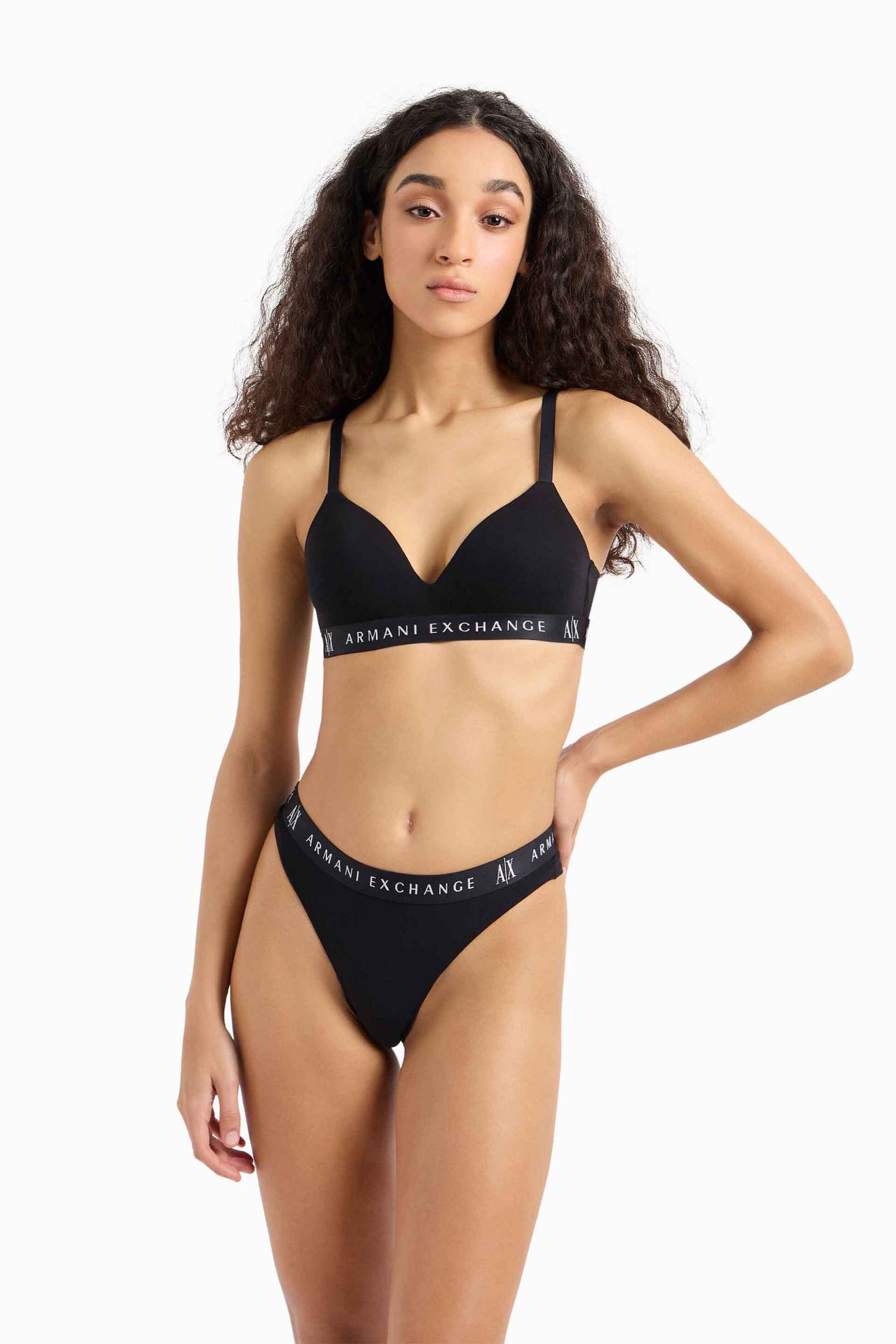  Armani Exchange γυναικείο σλιπ brazilian με contrast logo print - 947028CC502 Μαύρο 2025