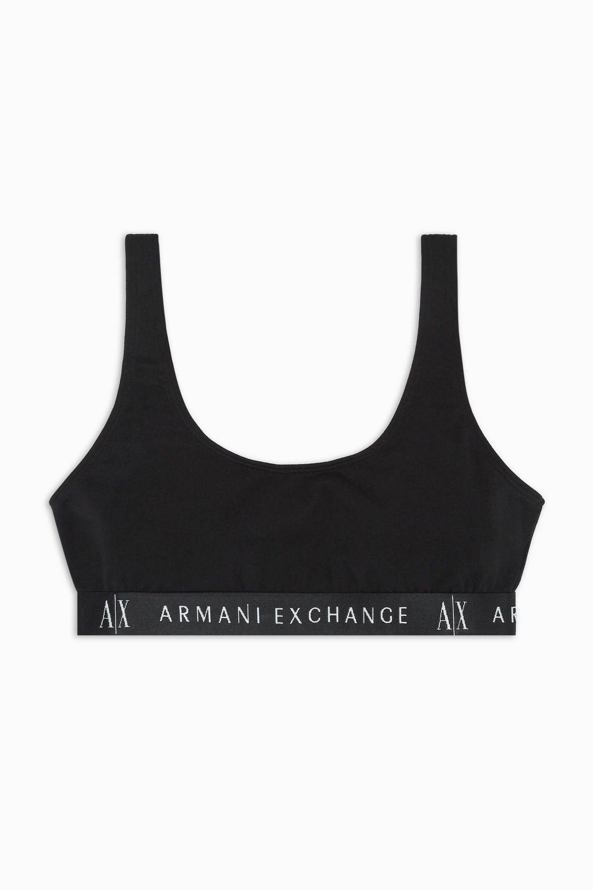 Armani Exchange Γυναικείο Bralette Μονόχρωμο Βαμβακερό με Contrast Logo Print - 947029Cc502 Μαύρο