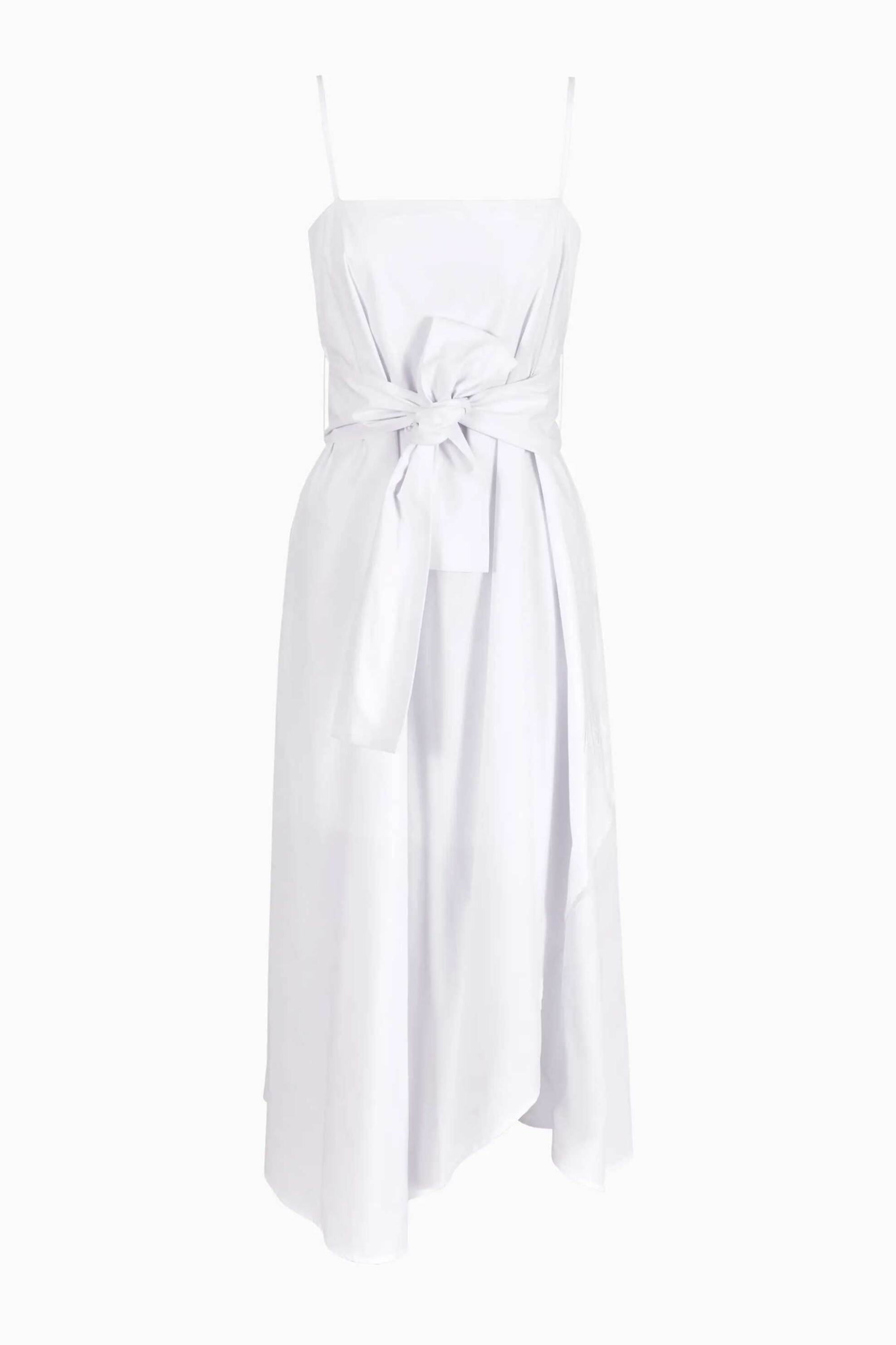Armani Exchange Γυναικείο Φόρεμα Midi Ποπλίνα με Φιόγκο - 3Dya28Yn4Rz Λευκό
