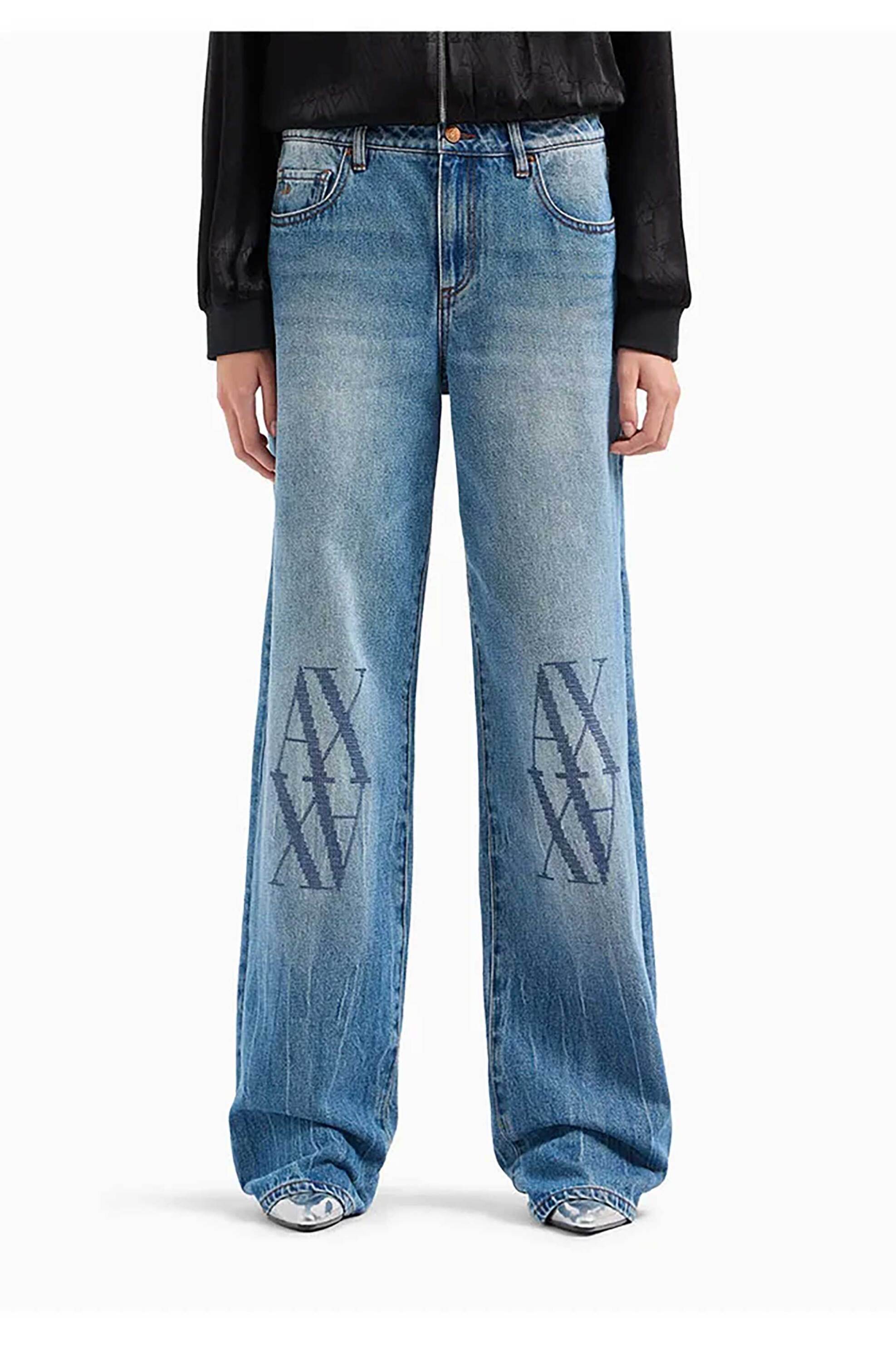 Armani Exchange γυναικείο τζιν παντελόνι πεντάτσεπο με λογότυπο Relaxed Fit - 6DYJ52Y19KZ Denim Blue φωτογραφία