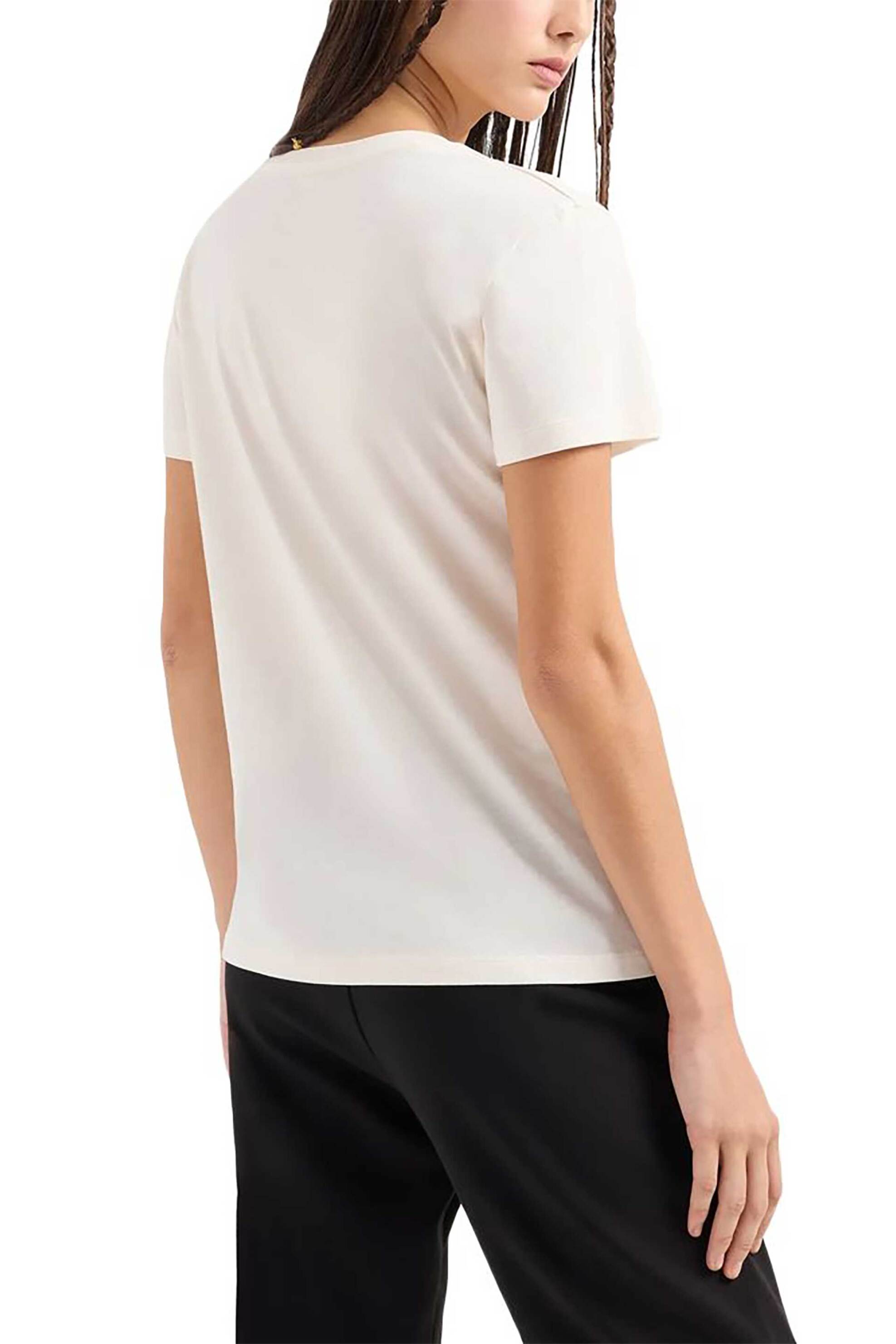 Armani Exchange γυναικείο T-shirt με logo patch Regular Fit - 6DYT23YJ3RZ Εκρού φωτογραφία