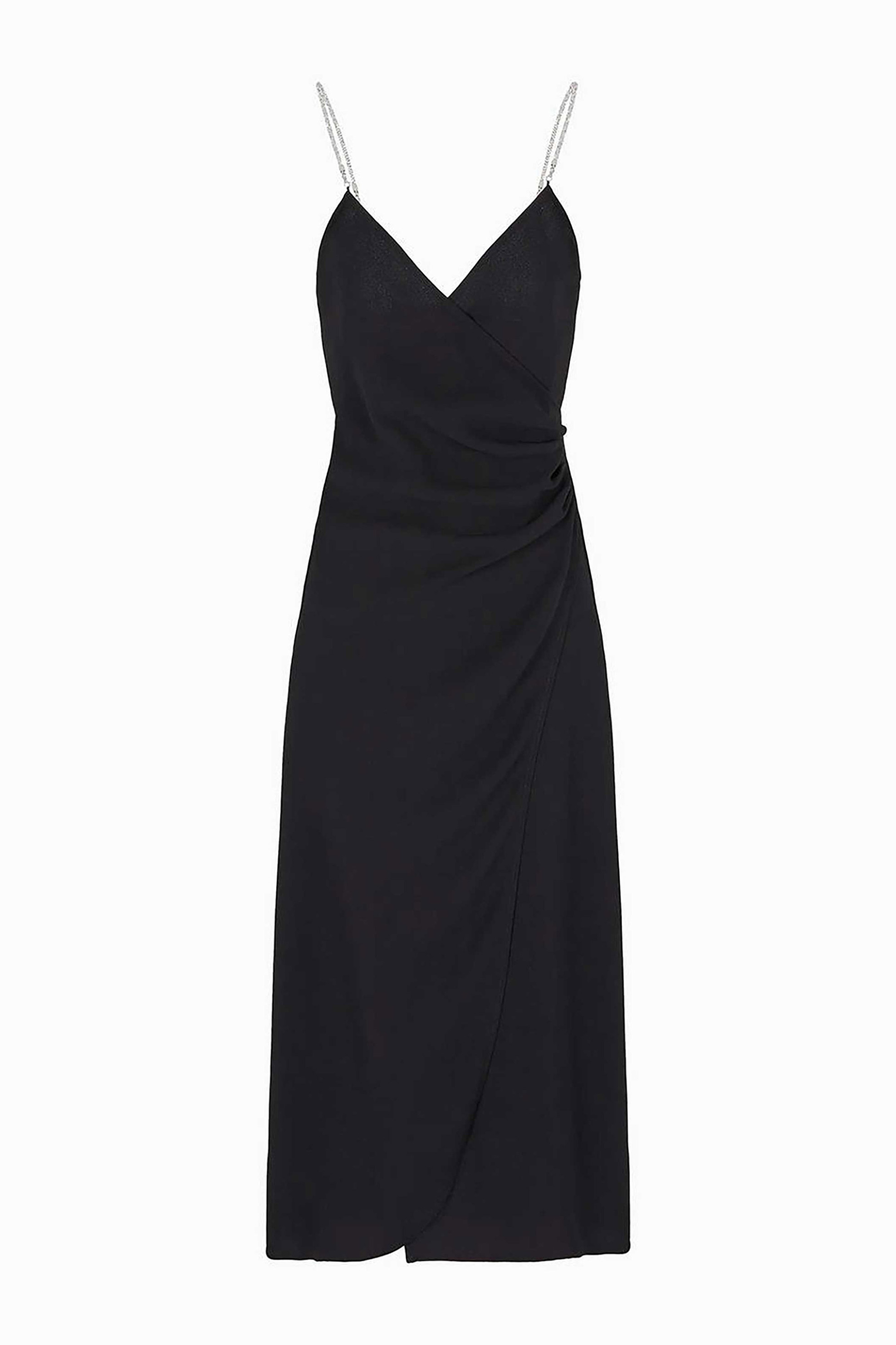 Armani Exchange γυναικείο midi φόρεμα με τιράντες με στρας Slim Fit - XW000028AF10264 Μαύρο φωτογραφία