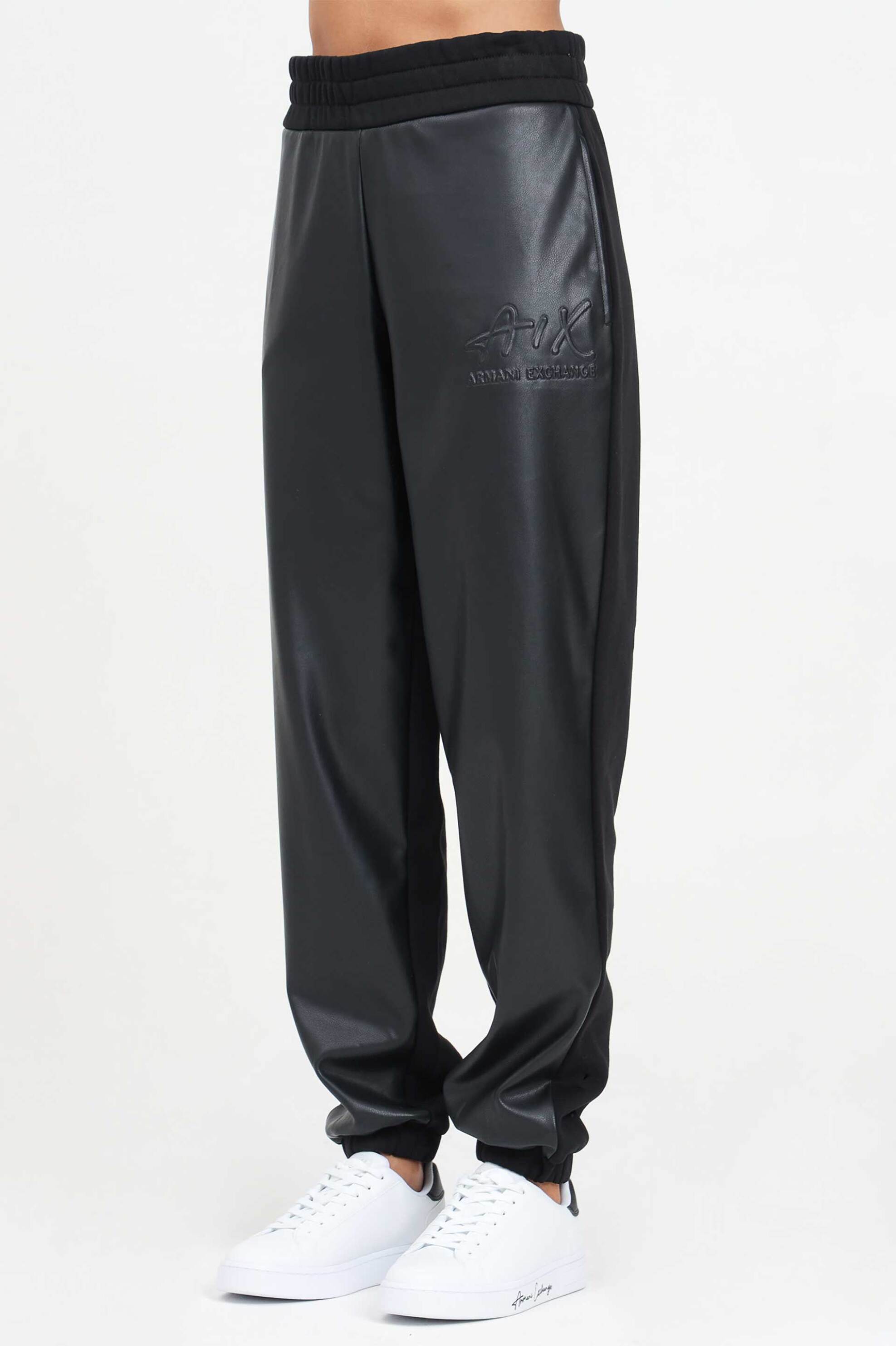 Armani Exchange γυναικείο παντελόνι φόρμας με ανάγλυφο λογότυπο Regular Fit - 6DYP91YJFLZ Μαύρο φωτογραφία