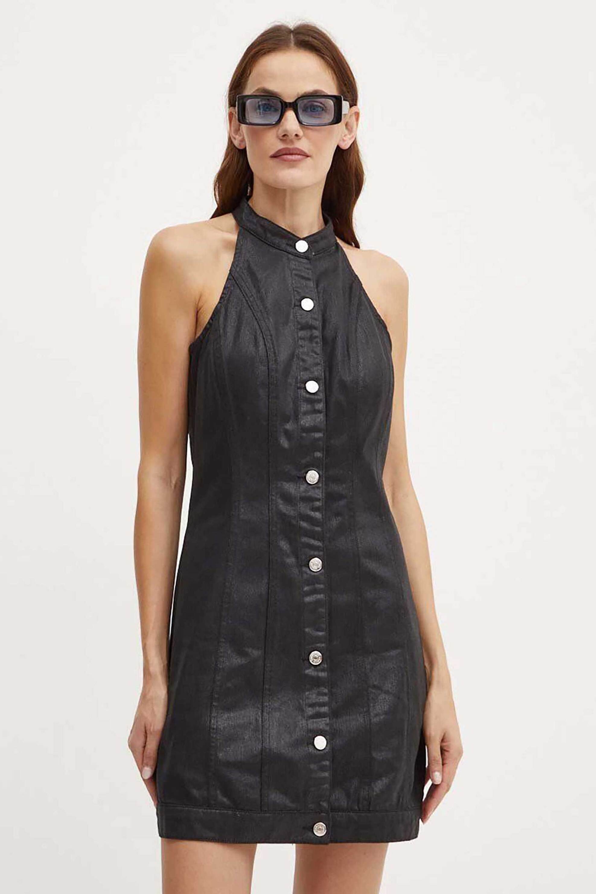 Armani Exchange γυναικείο mini φόρεμα αμάνικο με κουμπιά