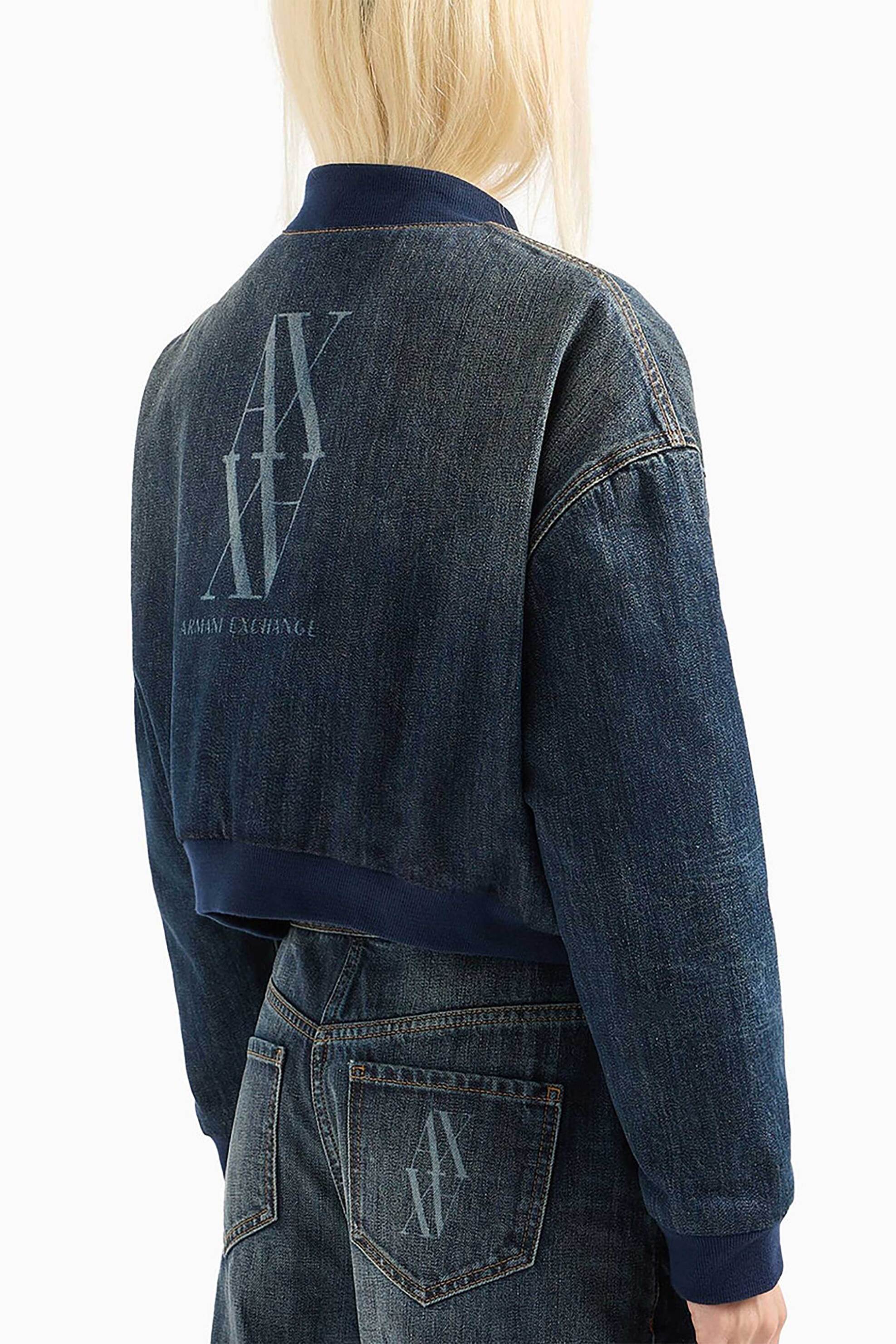 Armani Exchange γυναικείο denim μπουφάν με λογότυπο - 6DYB24Y18DZ Denim Blue φωτογραφία