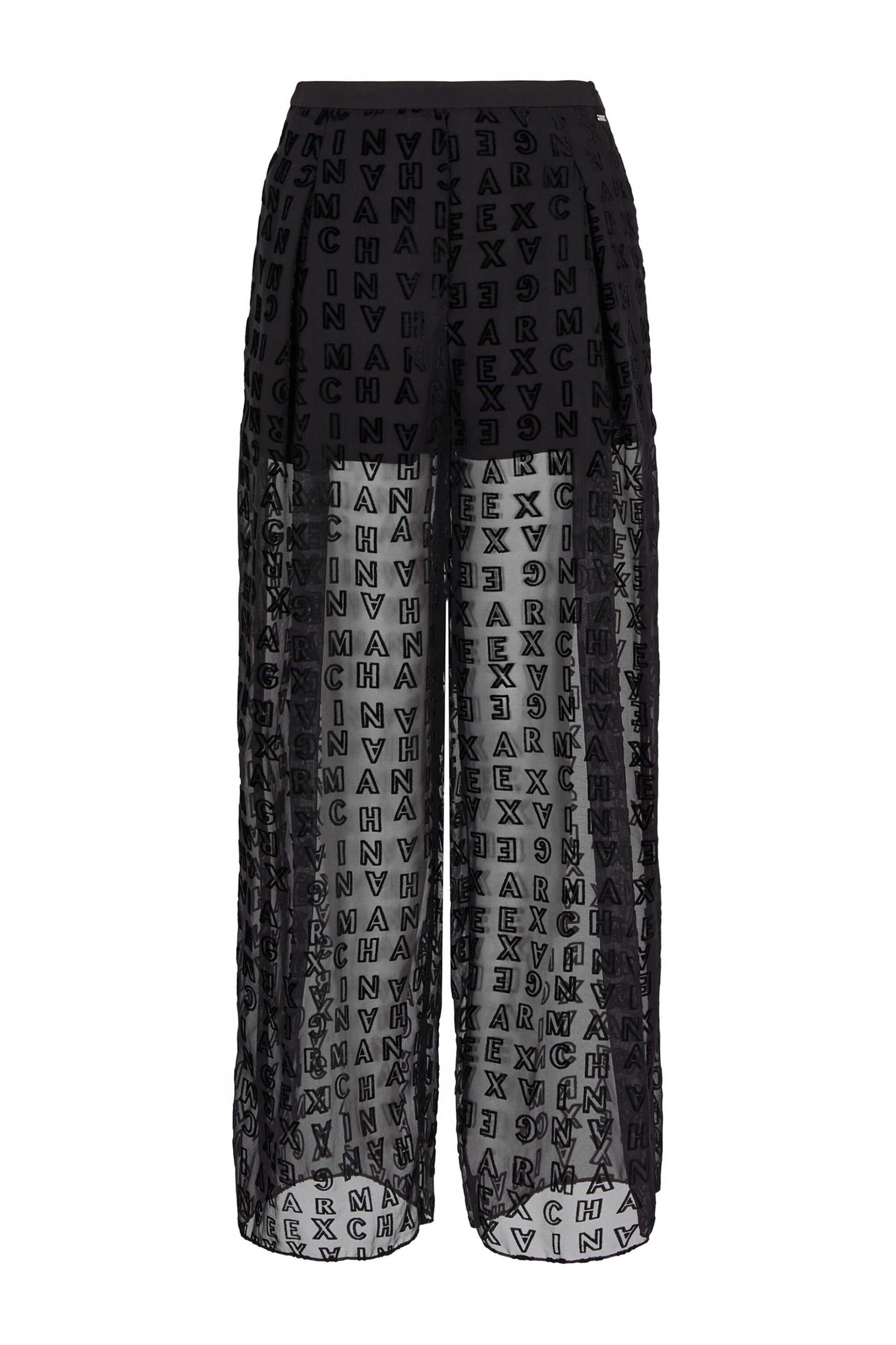 Armani Exchange γυναικεία ημιδιάφανη παντελόνα ψηλόμεση με all-over monogram print - 6DYP52YN1ZZ Μαύρο φωτογραφία