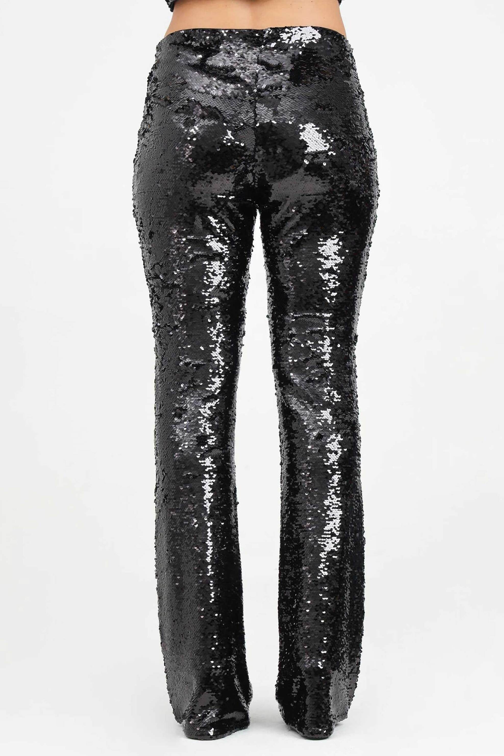 Armani Exchange γυναικείο παντελόνι με παγιέτα Regular Fit - XW000015AF10185 Μαύρο φωτογραφία