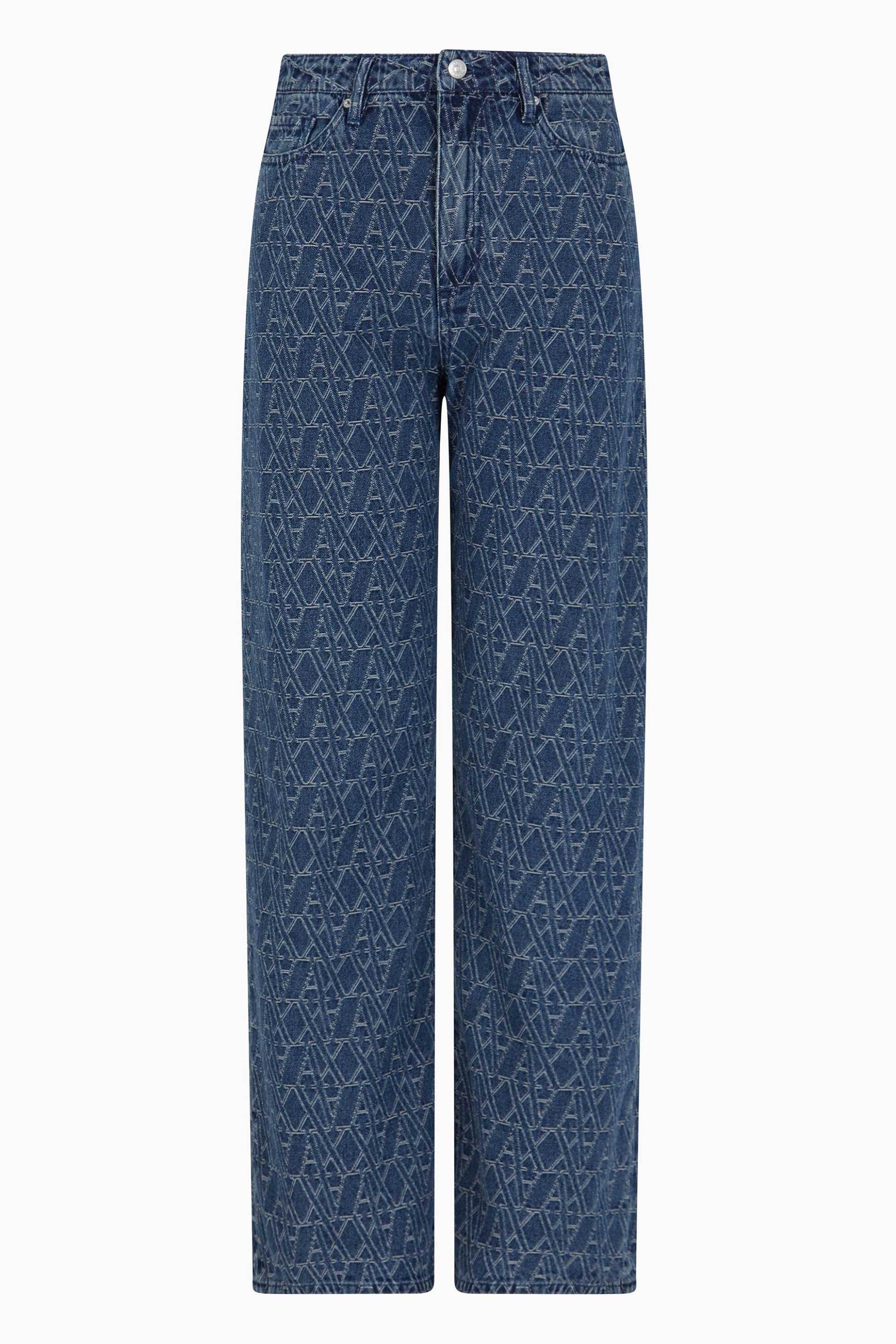 ARMANI EXCHANGE Armani Exchange γυναικείο τζιν παντελόνι με all-over logo print Relaxed Fit - XW000100AF12844 Denim Blue