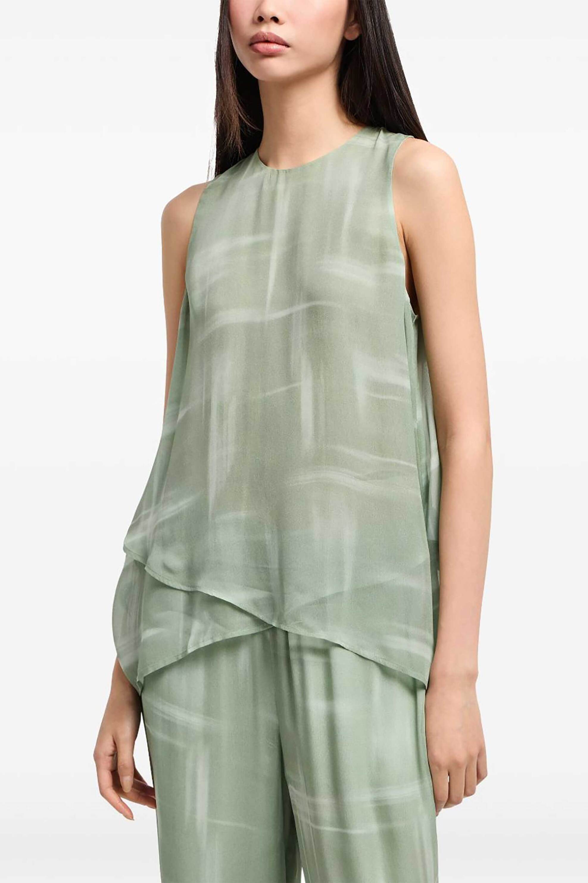 Armani Exchange γυναικείο αμάνικο top μονόχρωμο με abstract print - XW000185AF12051 Βεραμάν