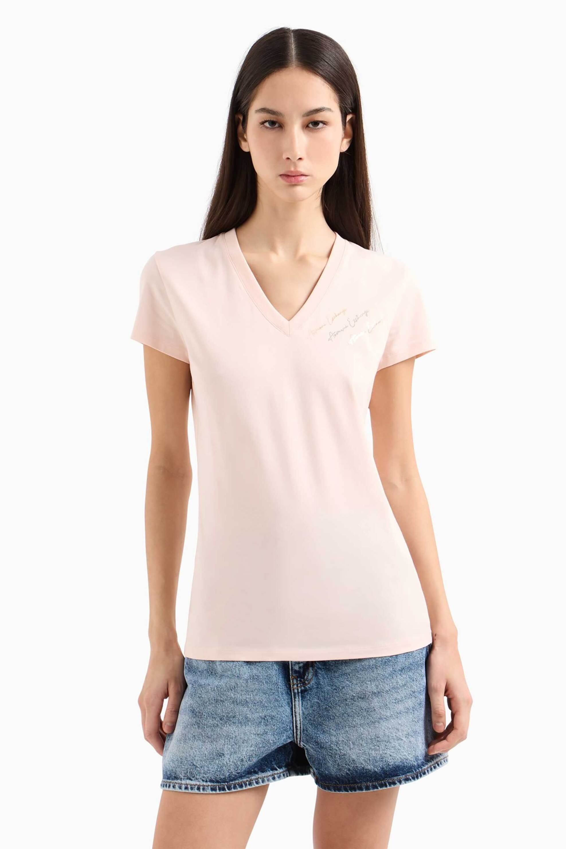 ARMANI EXCHANGE Armani Exchange γυναικείο T-shirt με logo patch Regular Fit - XW000606AF10355 Ροζ