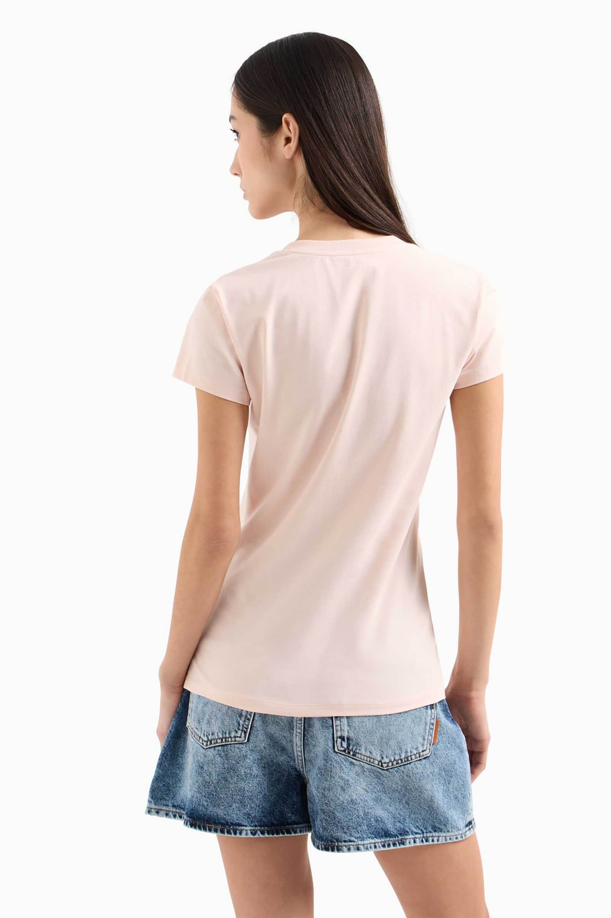 Armani Exchange γυναικείο T-shirt με logo patch Regular Fit - XW000606AF10355 Ροζ φωτογραφία