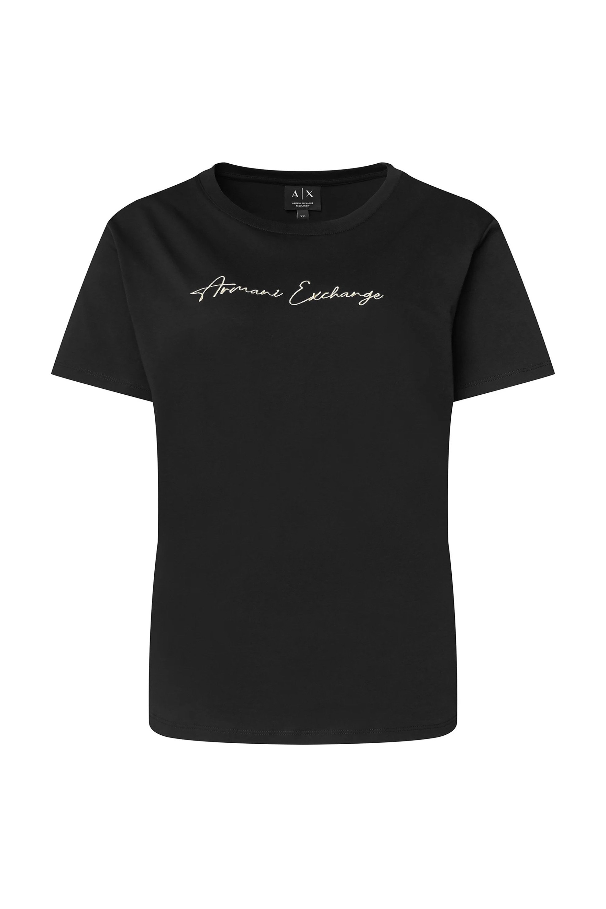 Armani Exchange γυναικείο T-shirt μονόχρωμο με logo print Regular Fit - XW000839AF10356 Μαύρο - Χρυσό