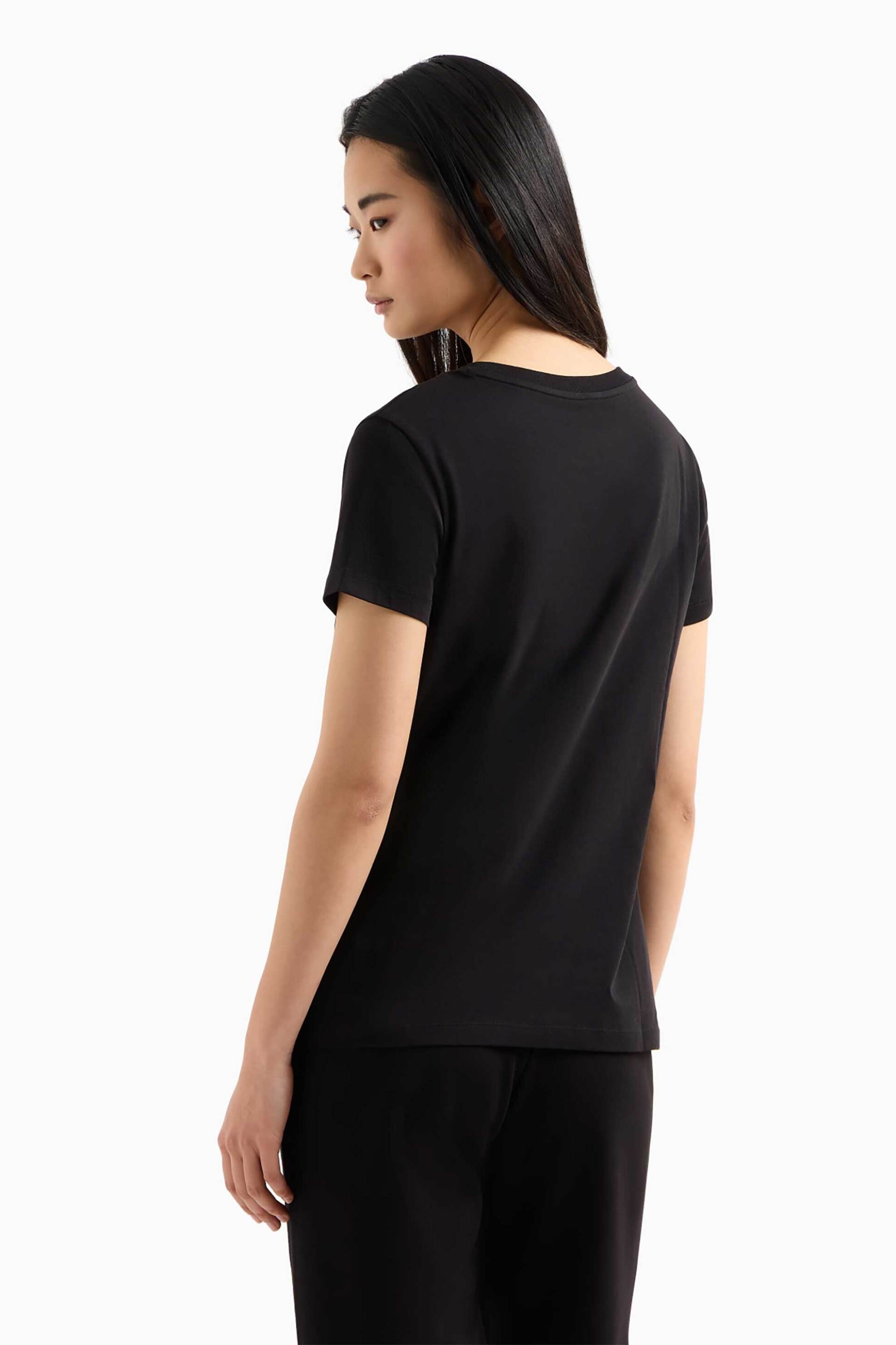 Armani Exchange Γυναικείο T-Shirt Μονόχρωμο με Logo Print Regular Fit - Xw000839Af10356 Μαύρο